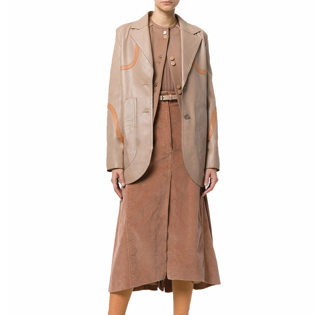 Leathers Women's Real Lambskin Leather Blazer BW099, showcasing its soft texture, stylish design, and high-quality hardware.