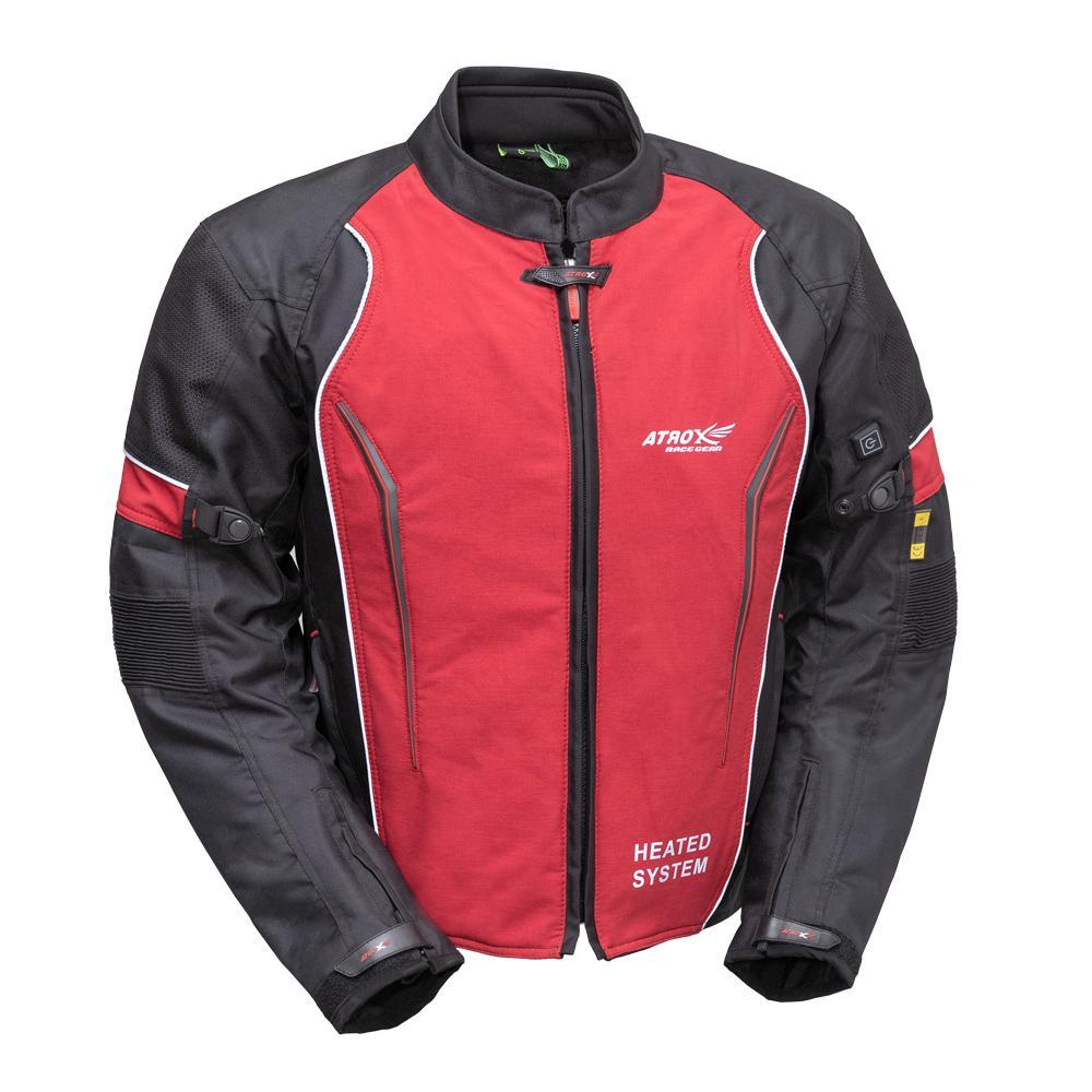 Max Heated Racing Textile Jacket featuring a durable outer shell, heated system, and CE-approved protective armor for optimal safety and comfort.