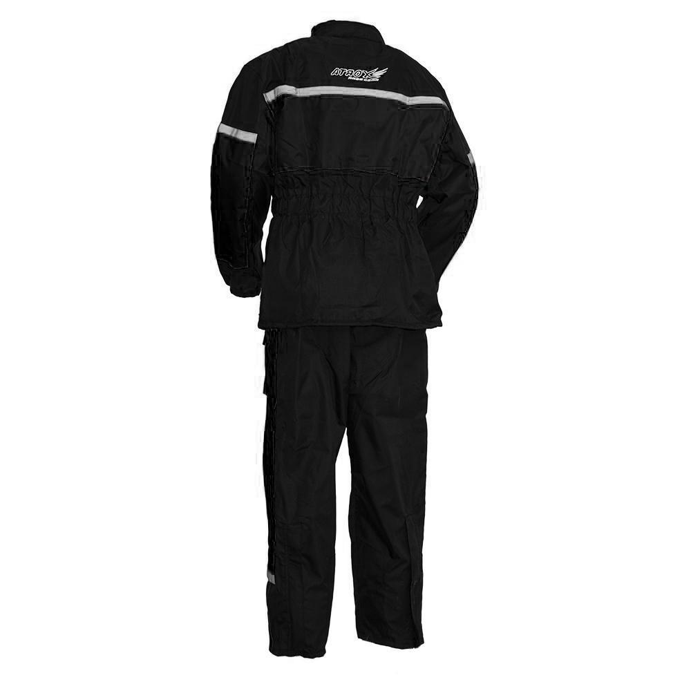 Men's Motorcycle Rain Suit in vibrant colors, showcasing waterproof fabric and reflective trim for visibility.