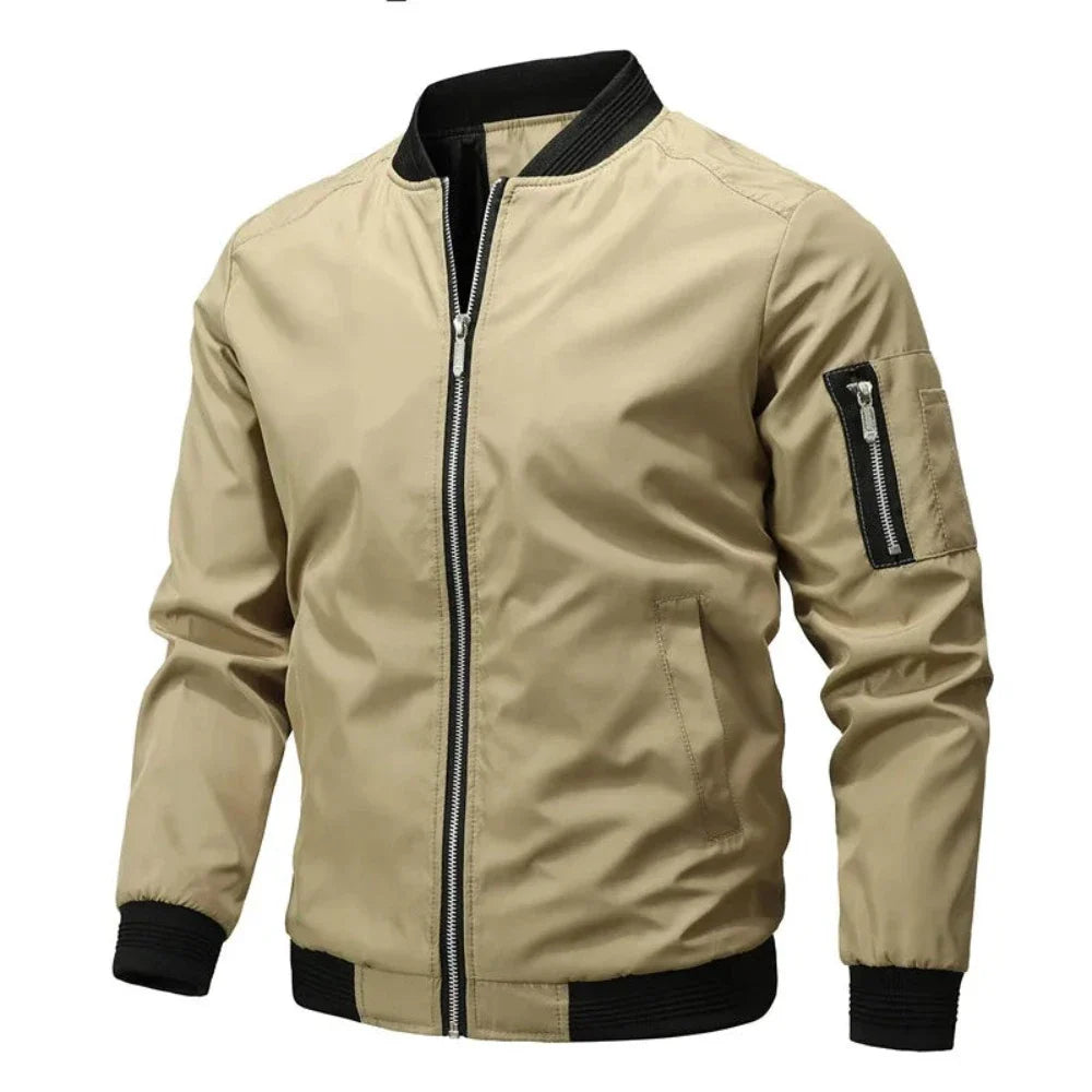 Men's Zipped Up Windbreaker Jacket in various colors, showcasing its sleek design and practical features.