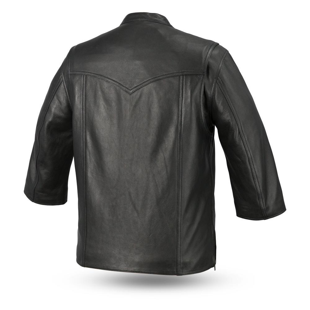 Mesa Men's Motorcycle Leather Shirt in premium sheep leather with stylish design and multiple pockets.
