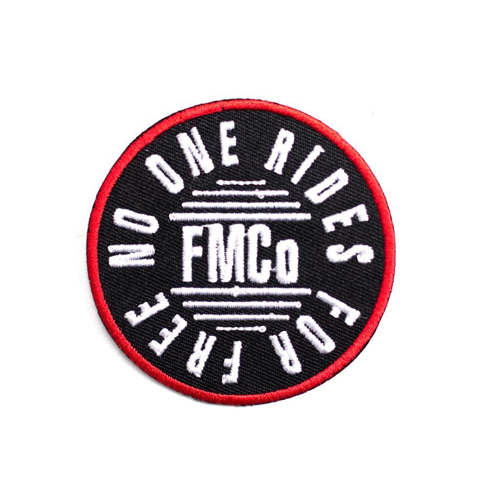 No One Rides For Free Patch featuring bold embroidered text on a fabric background, ideal for jackets and bags.