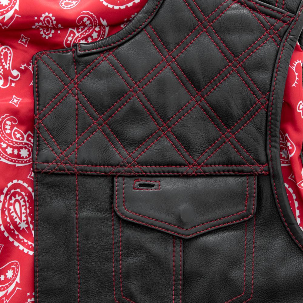 Nova Limited Edition jacket featuring diamond quilted design, red stitching, and paisley inner lining.