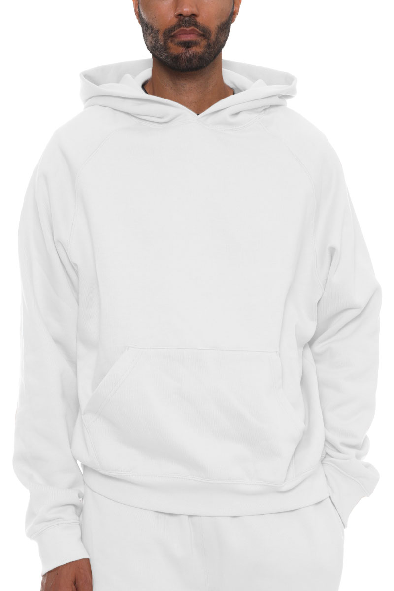 A stylish Pure Cotton Hoodie in a relaxed fit, showcasing its soft fabric, hood, and standard pocket.