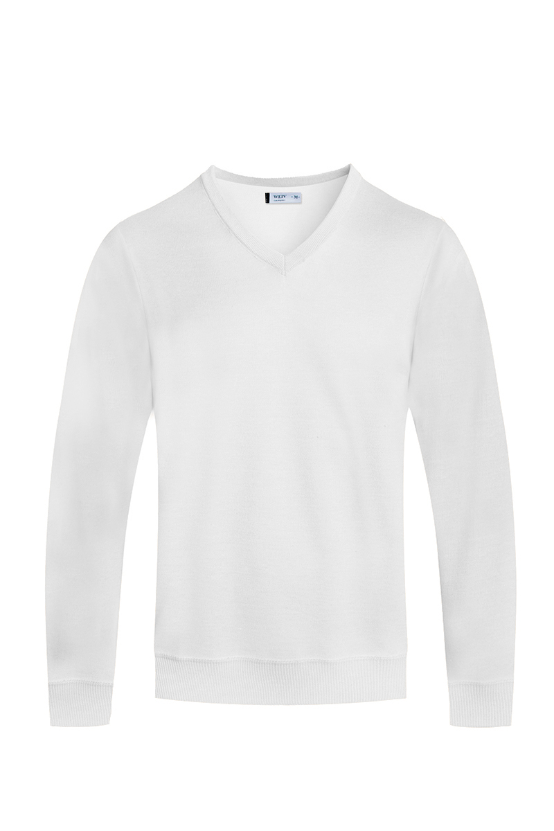 A stylish Solid Vneck Knit Pullover Sweater in a classic design, showcasing its V-neck and regular fit, made from soft 100% polyester.