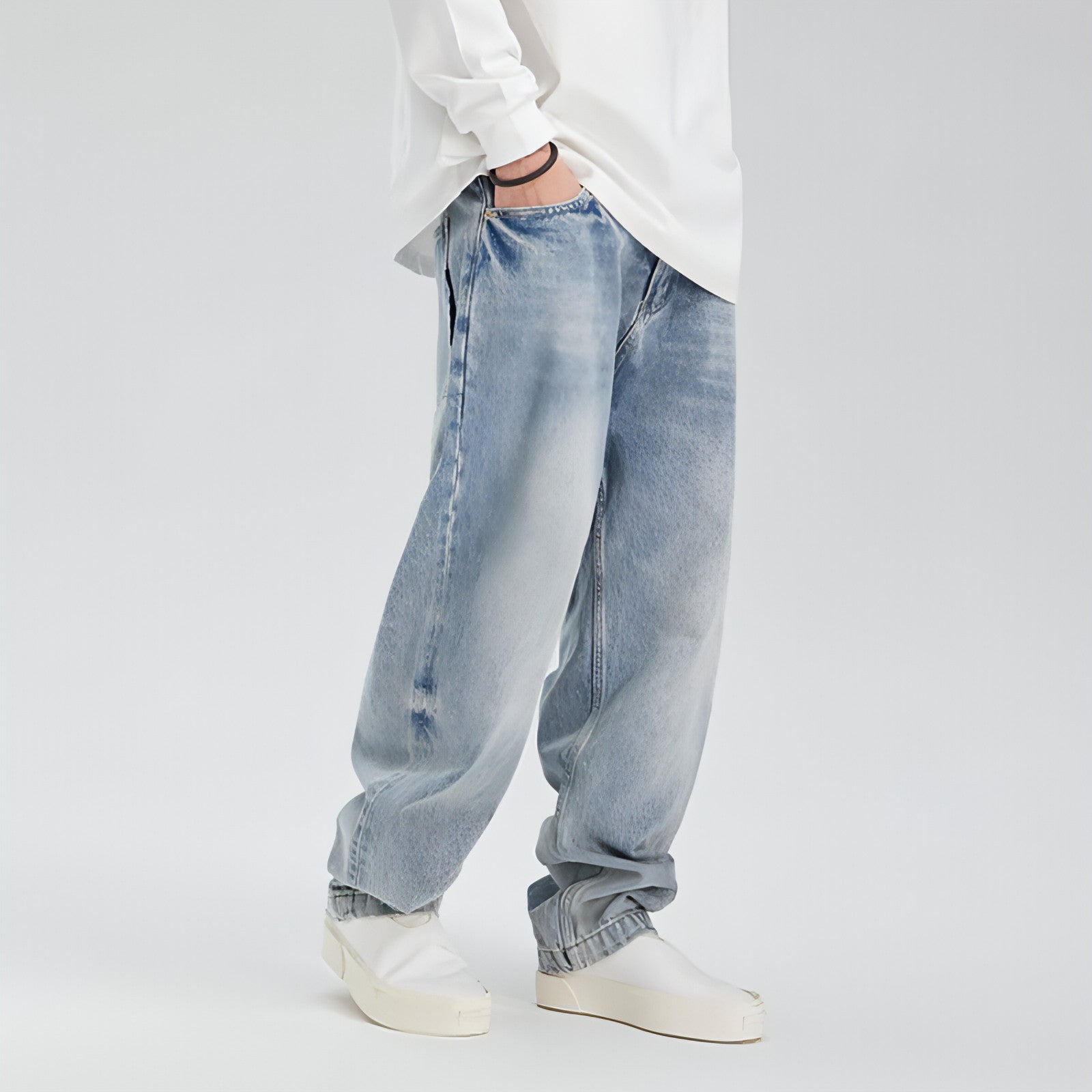 Main UrbanFade™ Retro Distressed Washed Jeans  image