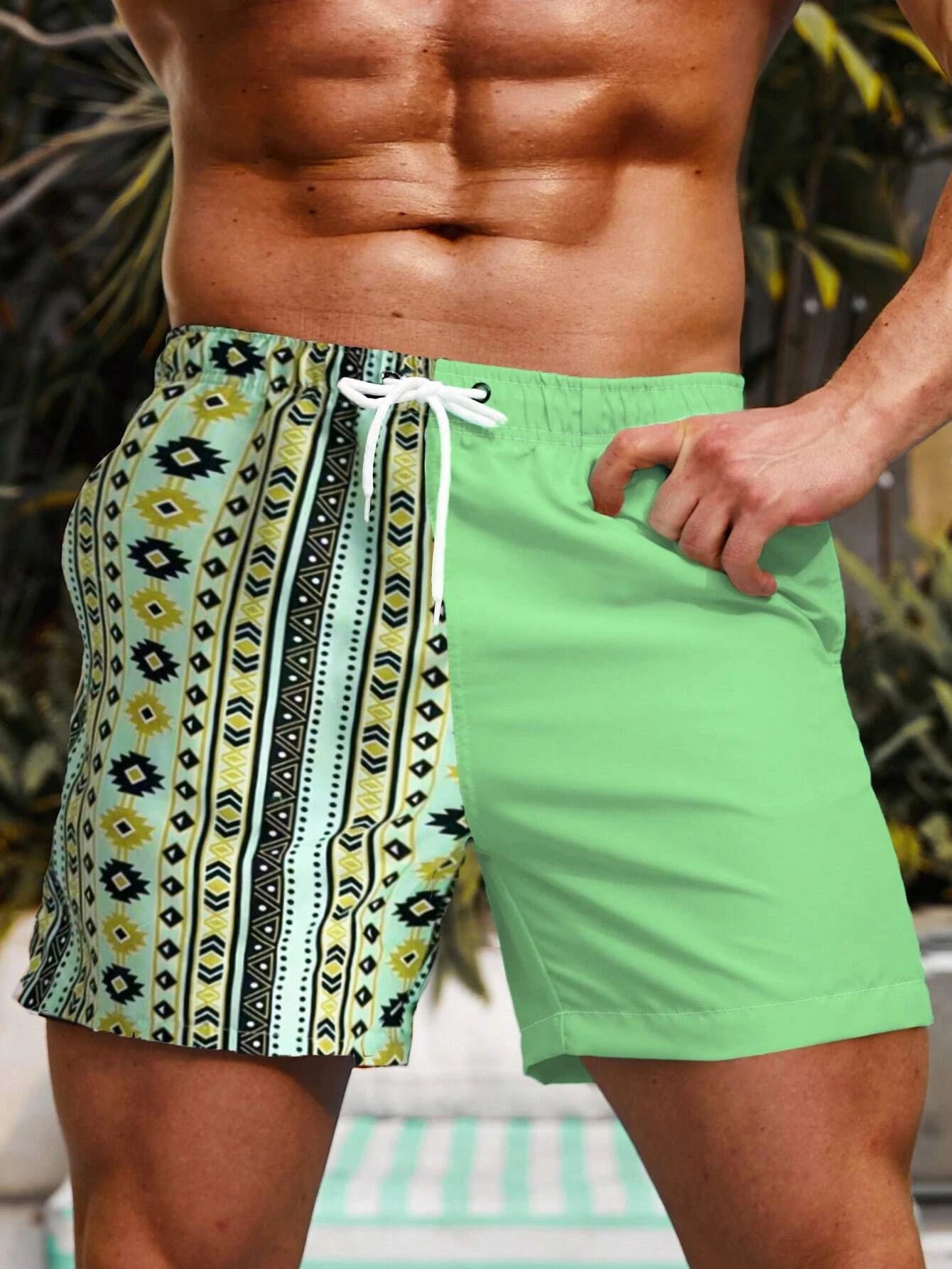 Men's Hawaiian vacation beach shorts featuring vibrant 3D print design, perfect for summer beach outings.