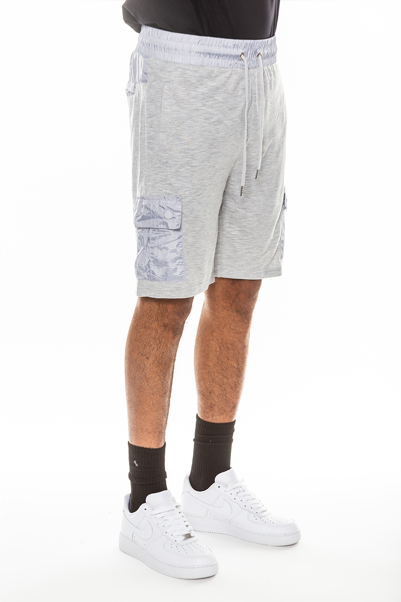 Light Weight Slub Shorts featuring an elastic waist and drawstring, made from 80% cotton and 20% spandex, with a single back pocket.