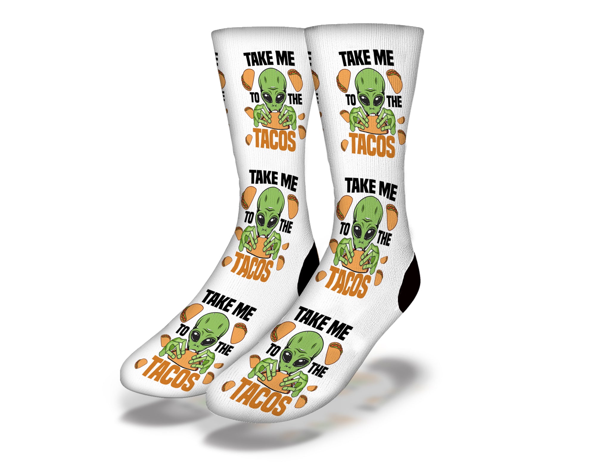 Colorful tiled design featuring aliens enjoying tacos, perfect for quirky home decor.