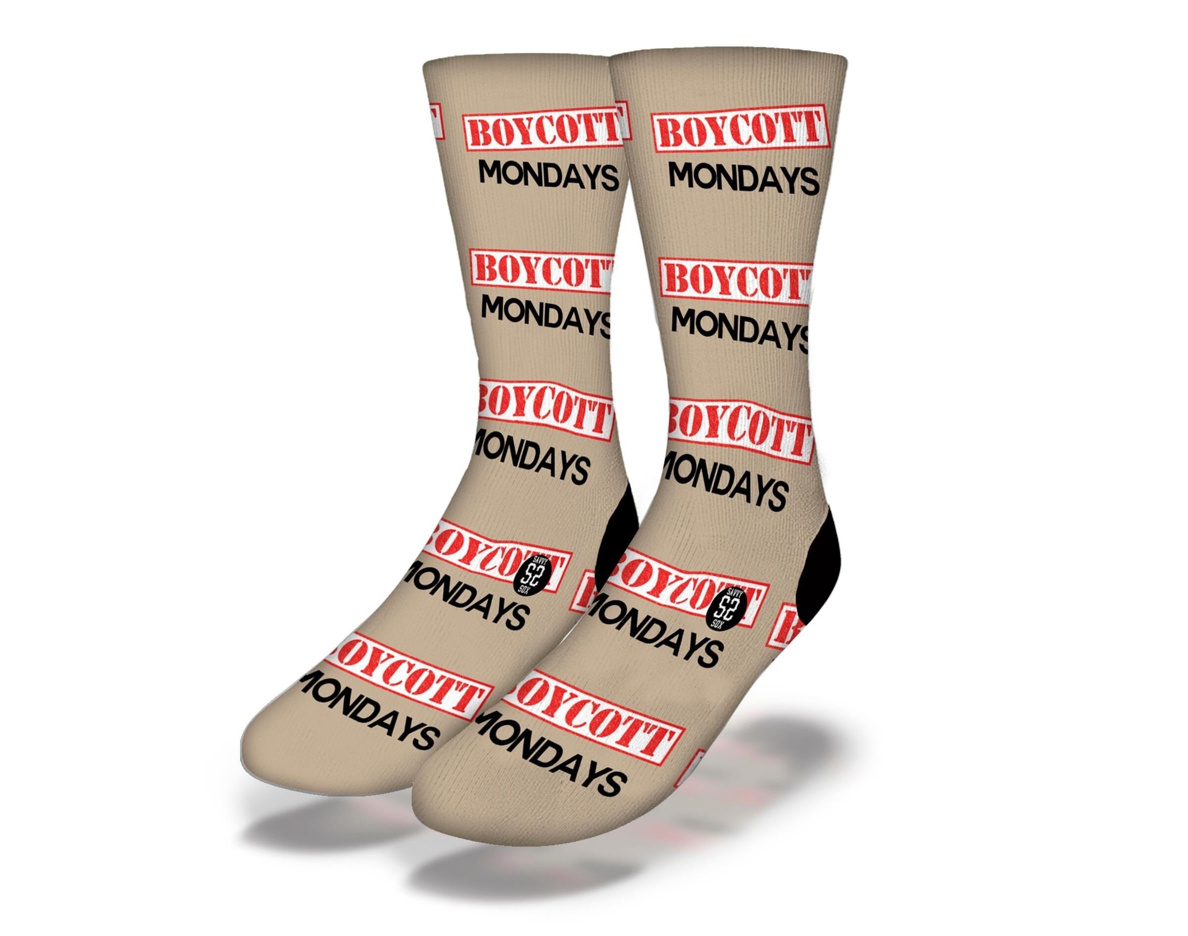A pair of stylish brown Boycott Mondays Socks displayed on a neutral background, showcasing their soft fabric and comfortable design.