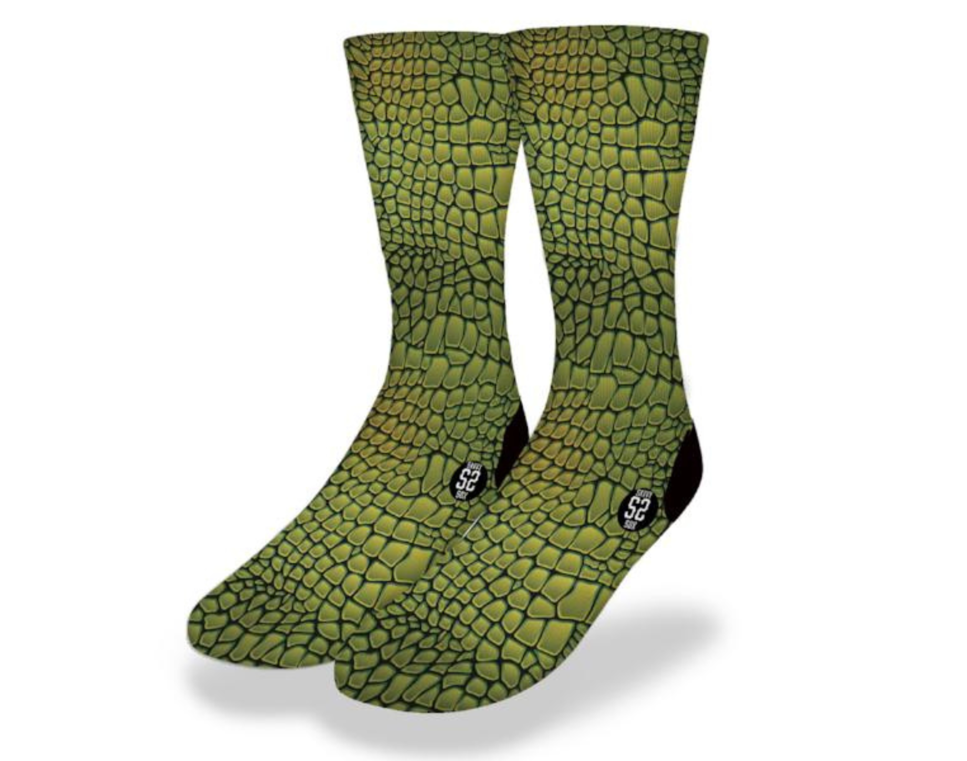 CROCODILE SKIN Fun Animal Print Socks featuring a vibrant green crocodile skin pattern, perfect for animal lovers and fun occasions.