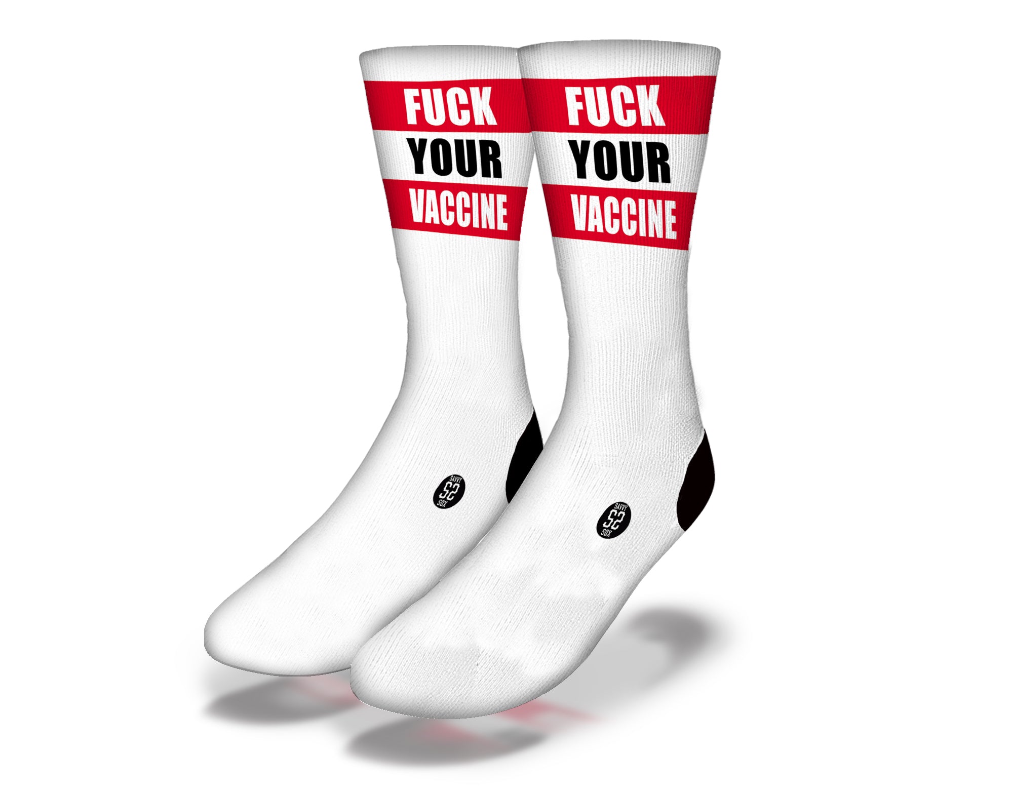 Main F**K YOUR VACCINE *EXPLICIT* Funny Coronavirus Novelty Socks (Red image