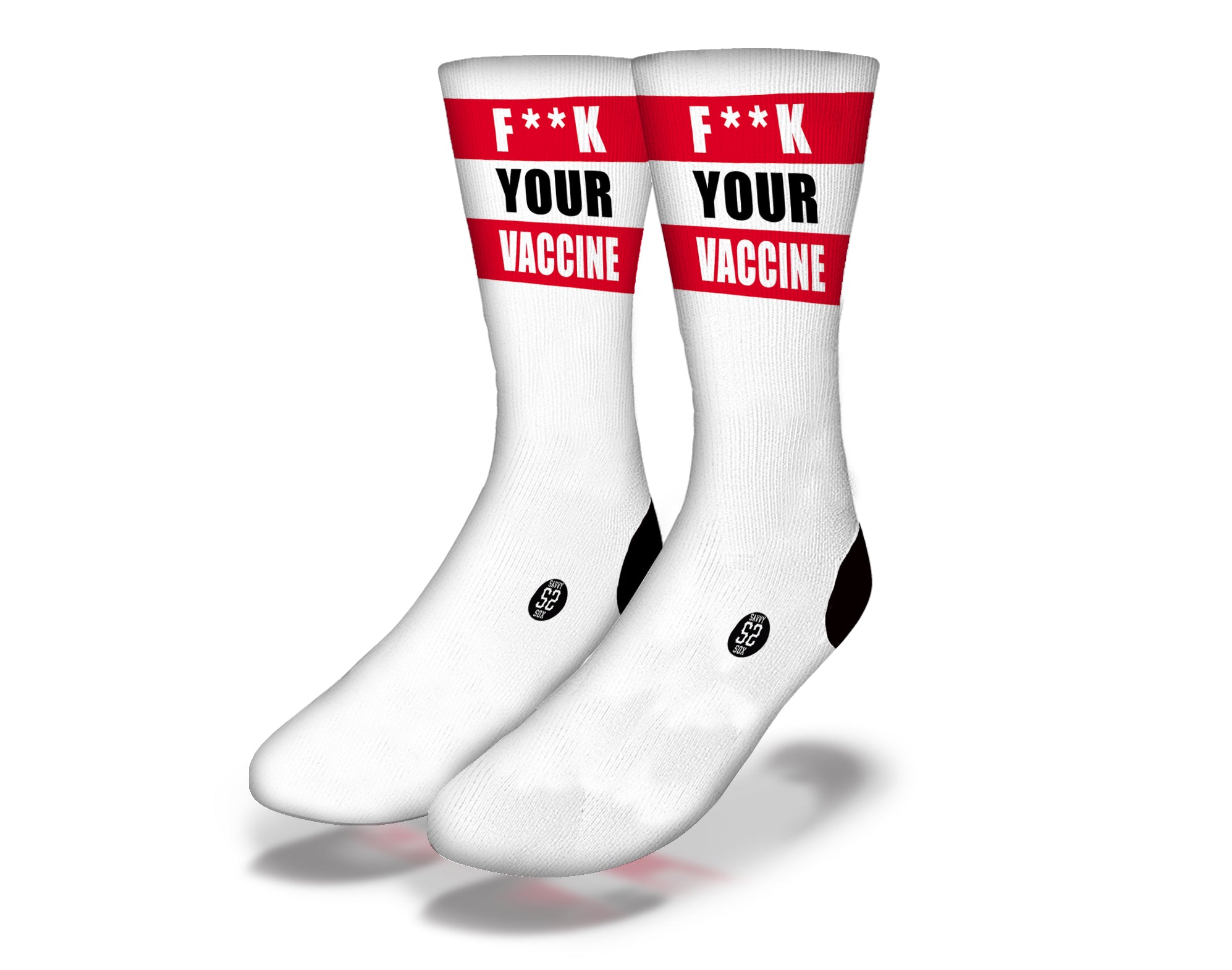 Main F**K YOUR VACCINE Funny Coronavirus Novelty Socks (Red) image