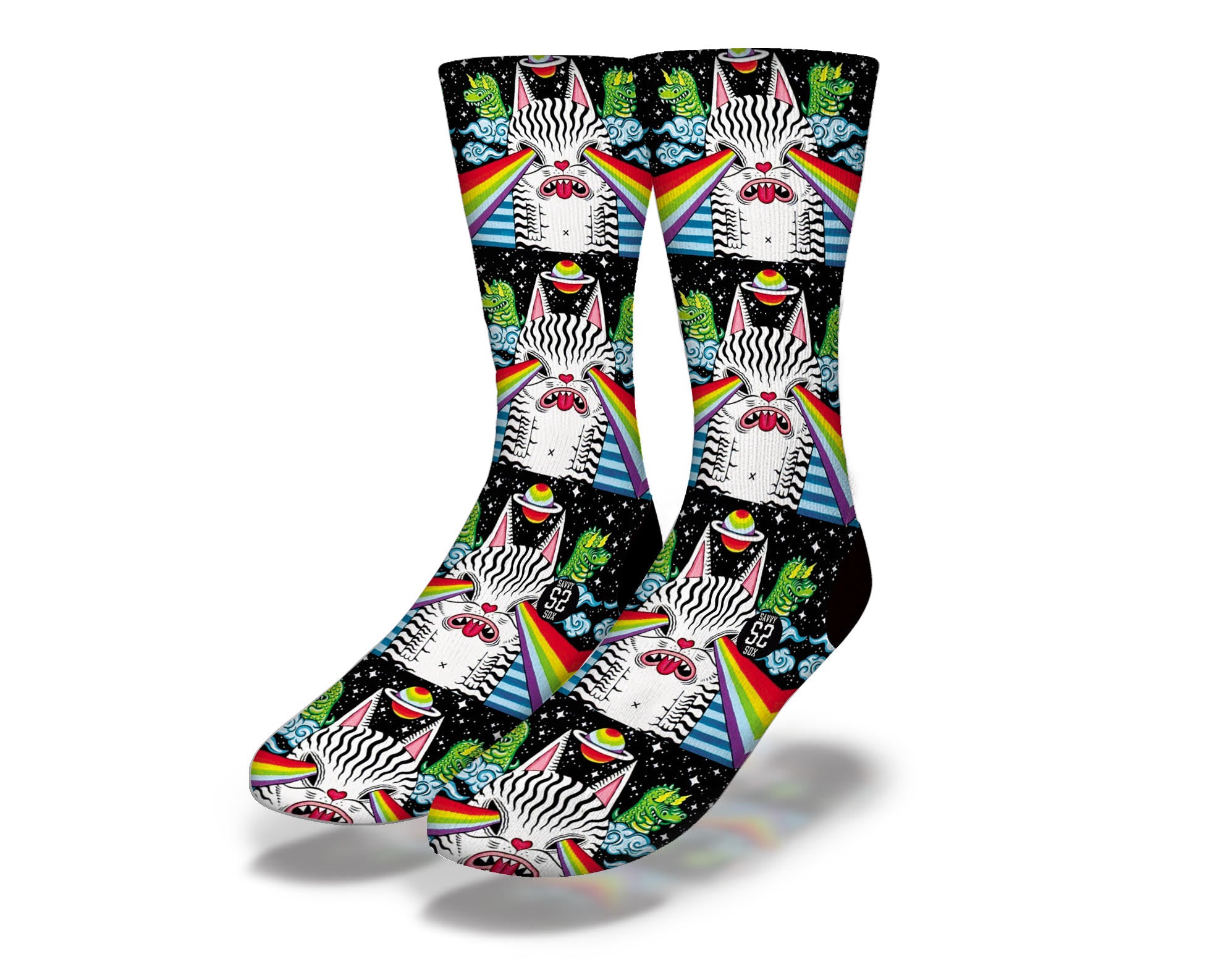 A colorful Galaxy Cat figurine featuring vibrant cosmic colors and a playful design, perfect for cat lovers and space enthusiasts.