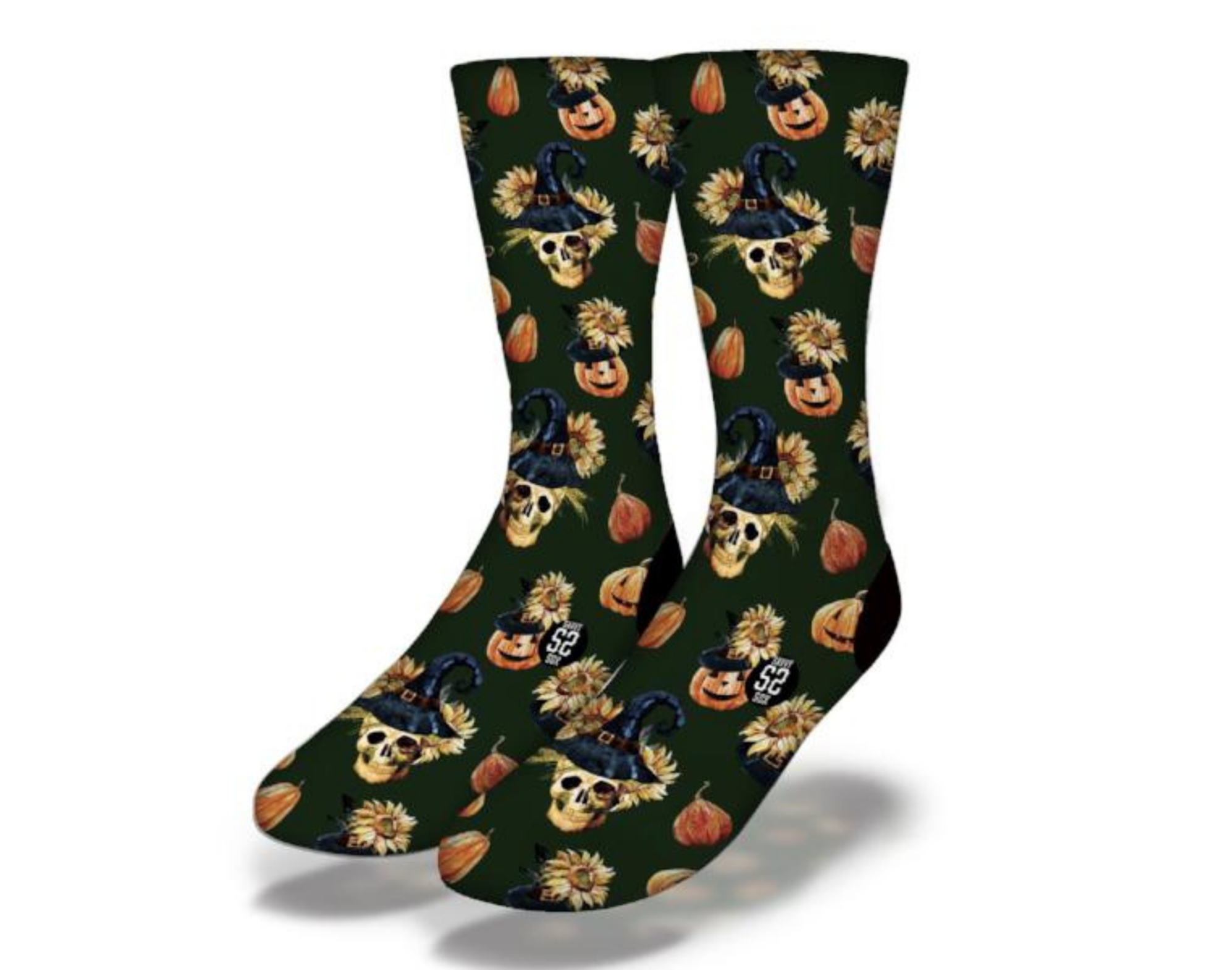 A pair of Halloween (Style 32) socks featuring vibrant colors and spooky patterns, perfect for festive occasions.