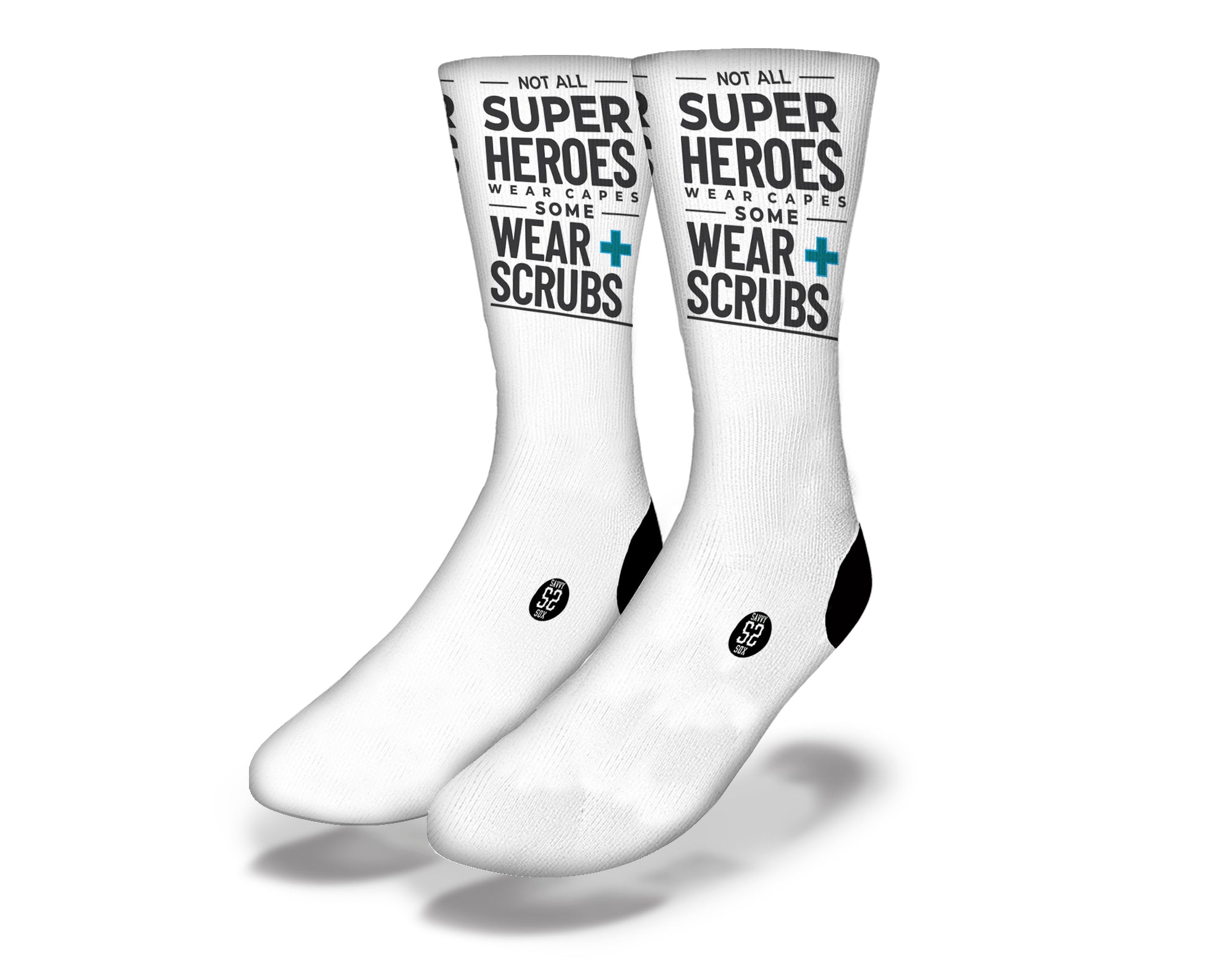 A pair of Heroes Wear Medical Scrubs White Socks, showcasing a soft fabric and stylish design, ideal for healthcare professionals.