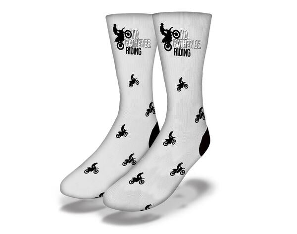 Grey t-shirt with 'I'd Rather Be Riding a Dirt Bike' slogan, perfect for dirt bike enthusiasts.