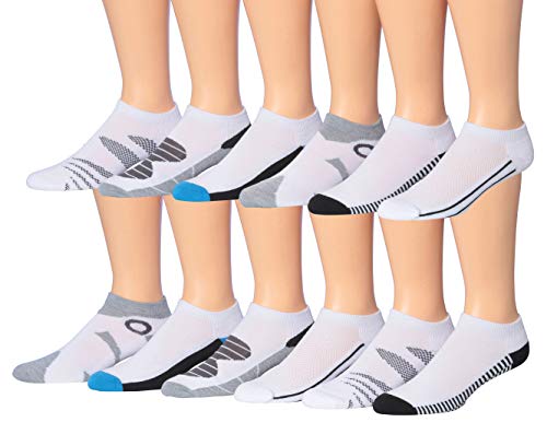 James Fiallo Men's 12-Pairs Performance Low Cut Athletic Sport Socks in various colors, showcasing their low cut design and breathable fabric.