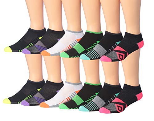 James Fiallo Men's 12-Pairs Performance Low Cut Athletic Sport Socks in various colors, showcasing their low cut design and breathable fabric.