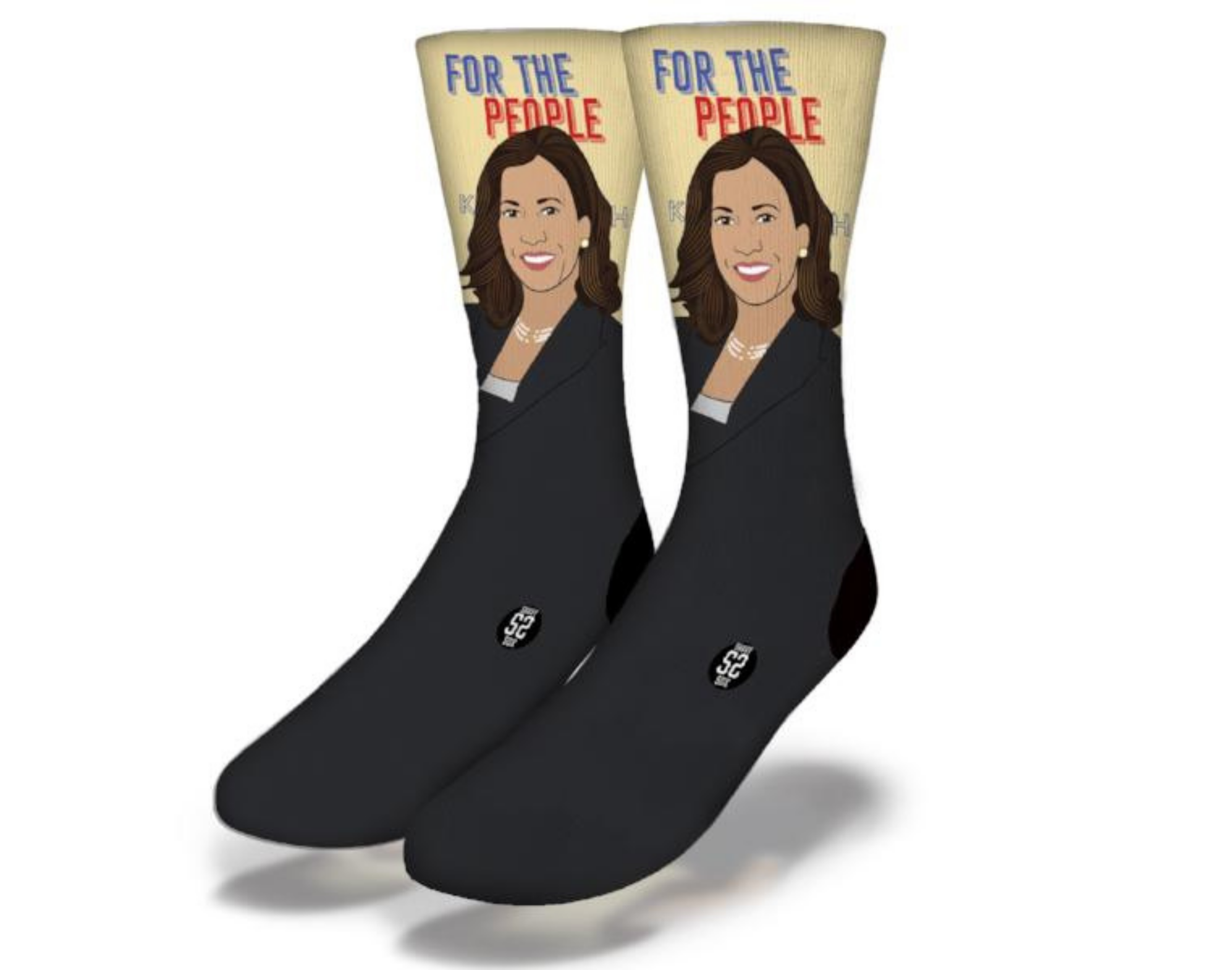 KAMALA HARRIS FOR THE PEOPLE fun political socks featuring vibrant colors and a humorous design celebrating Kamala Harris.
