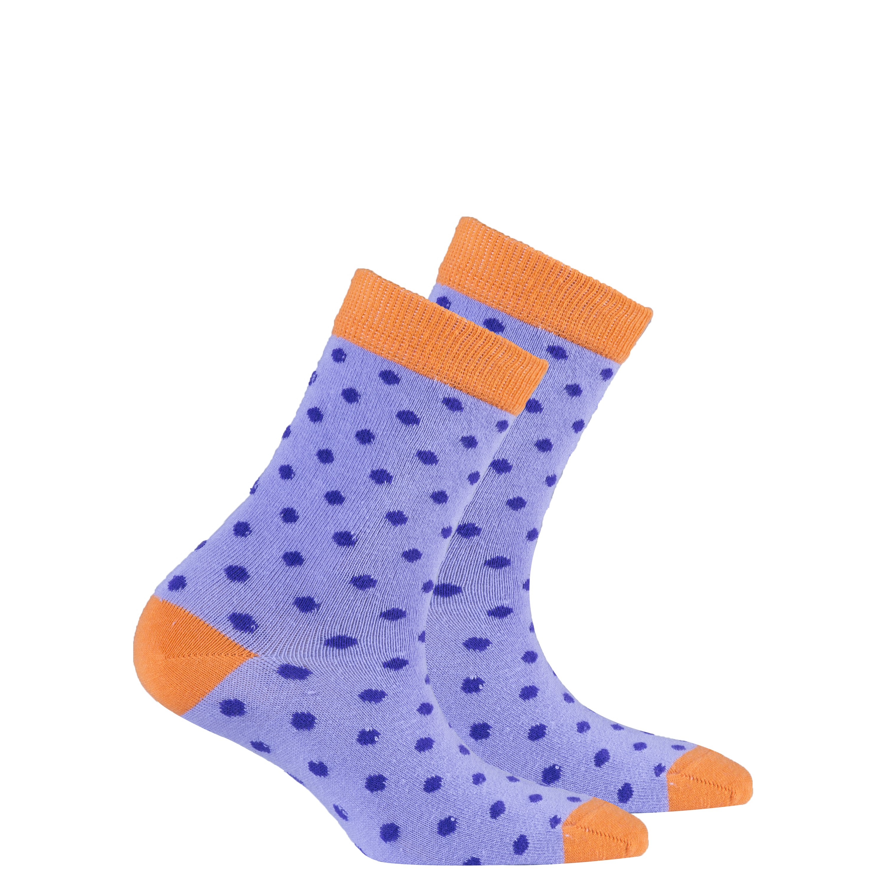 Kids Amethyst Dot Socks featuring a colorful dot pattern, made from soft Turkish cotton for comfort and style.