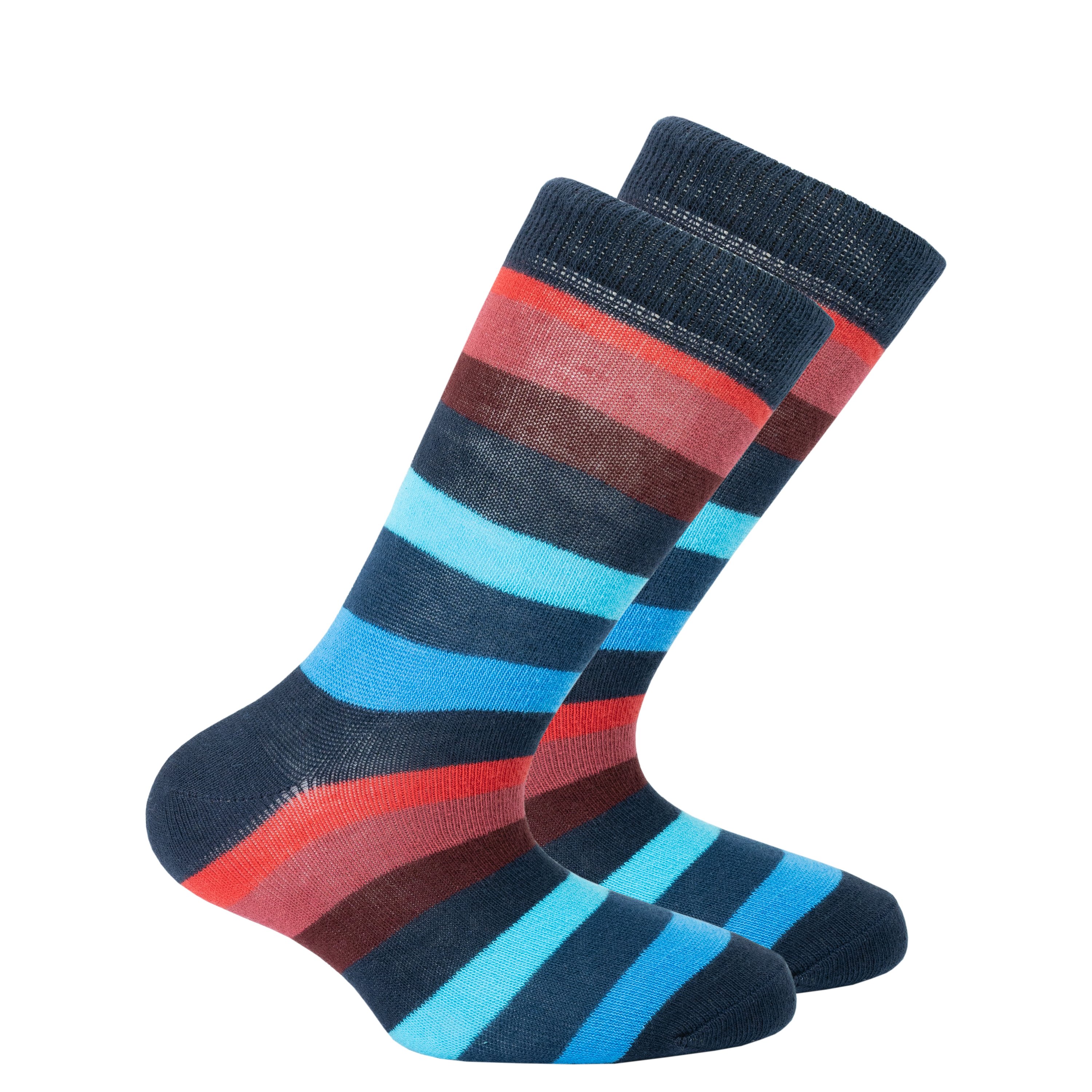 Kids Black Grape Stripe Socks featuring a colorful design with black and grape stripes, made from soft cotton for comfort.