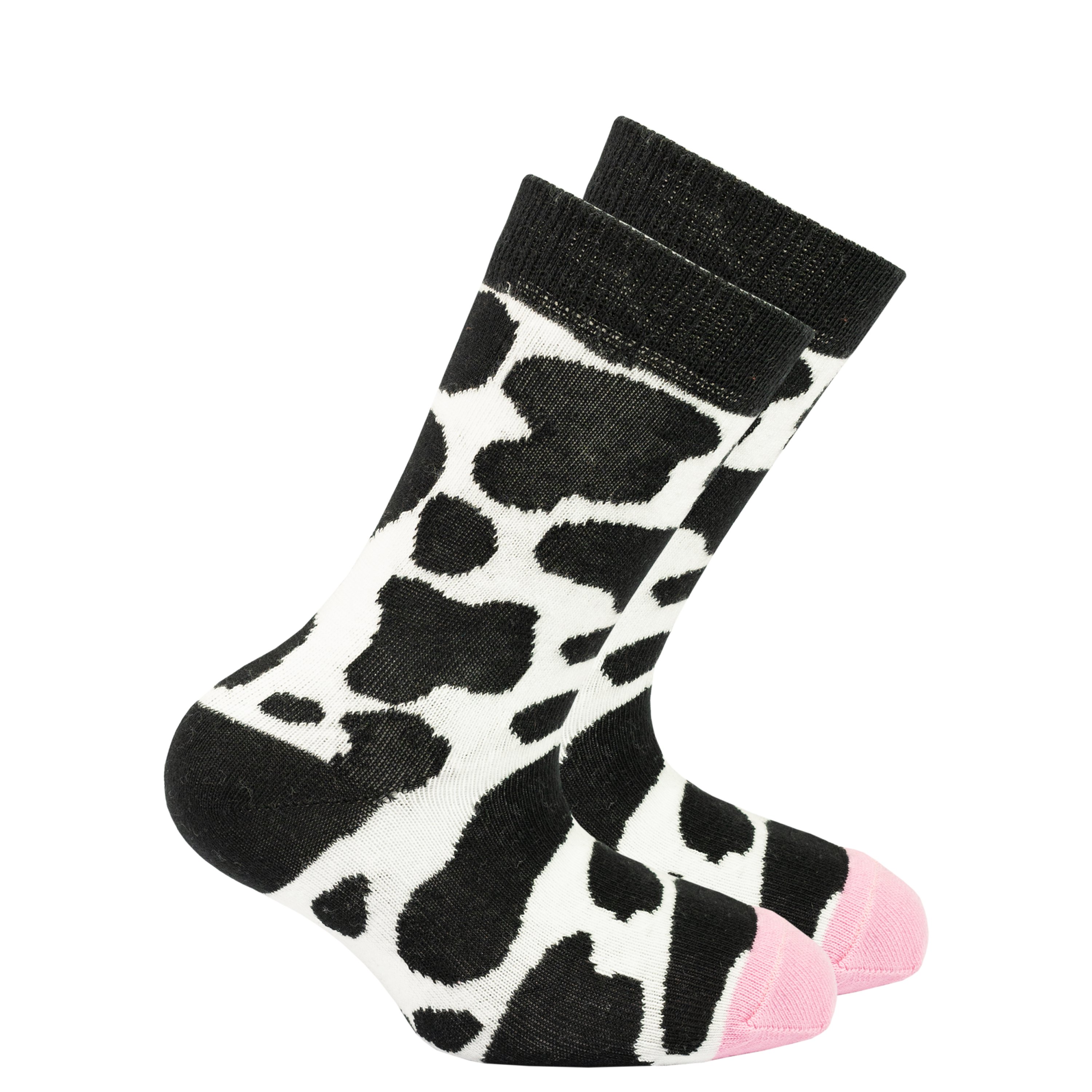 Colorful Kids Cow Socks featuring a playful cow design, made from soft cotton for comfort.