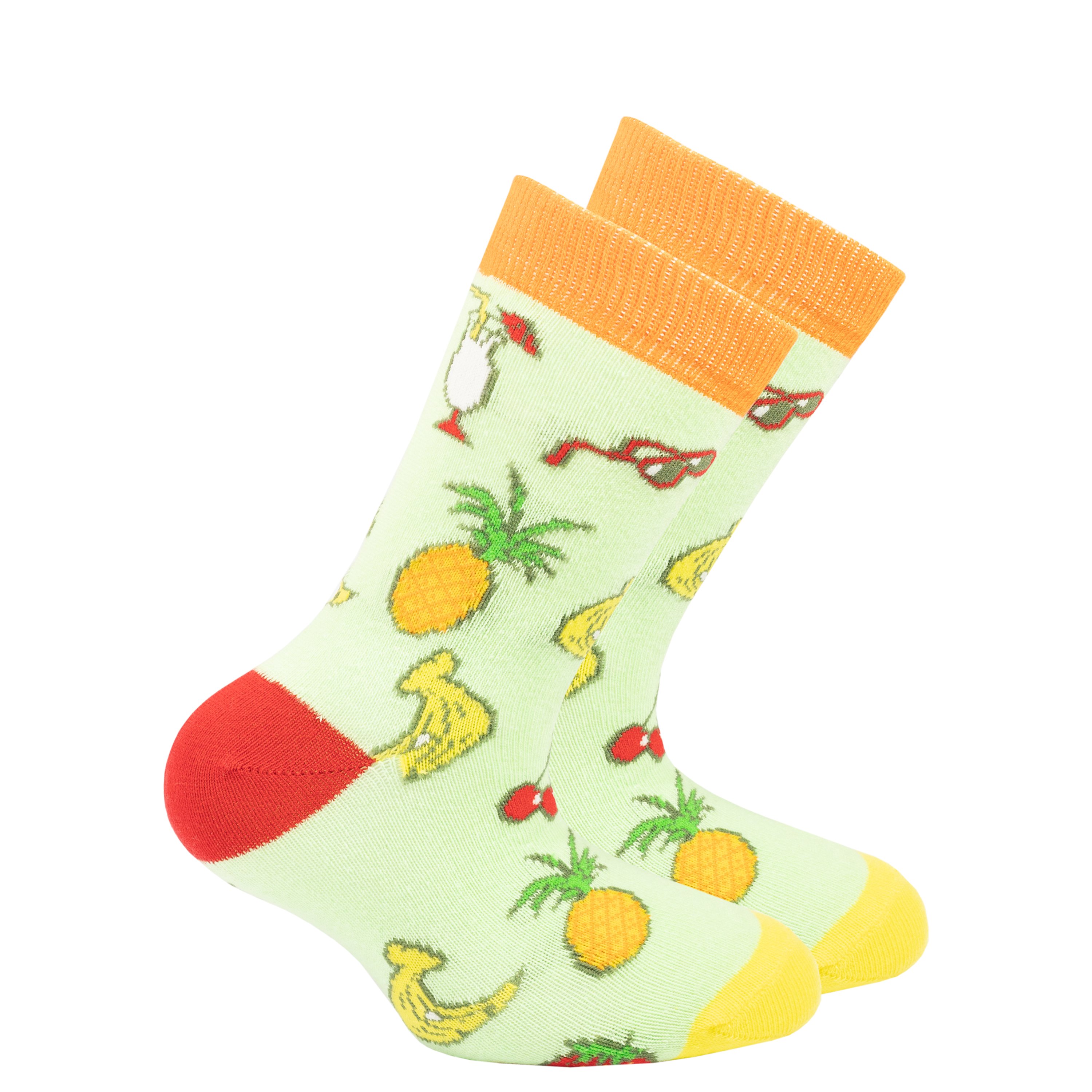 Colorful Kids Tropical Socks featuring vibrant patterns and designs, perfect for adding fun to any outfit.