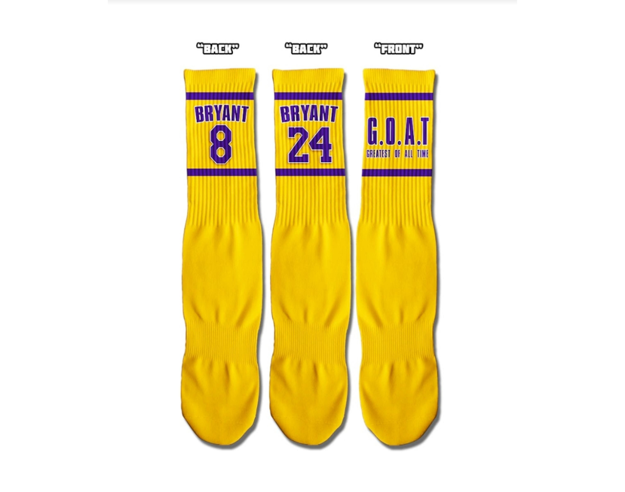 KOBE GOAT Fun Basketball Socks featuring vibrant colors and a playful design, perfect for basketball fans.
