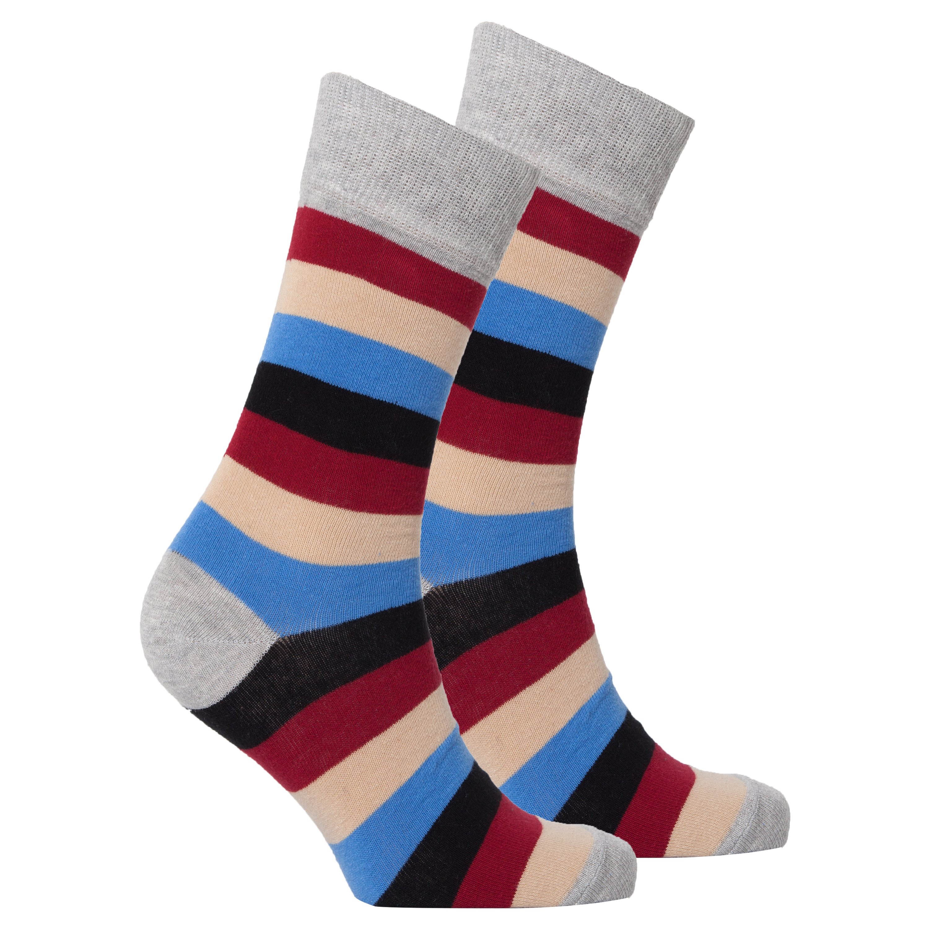 Men's Beige Stone Stripe Socks featuring a trendy design made from soft Turkish cotton.