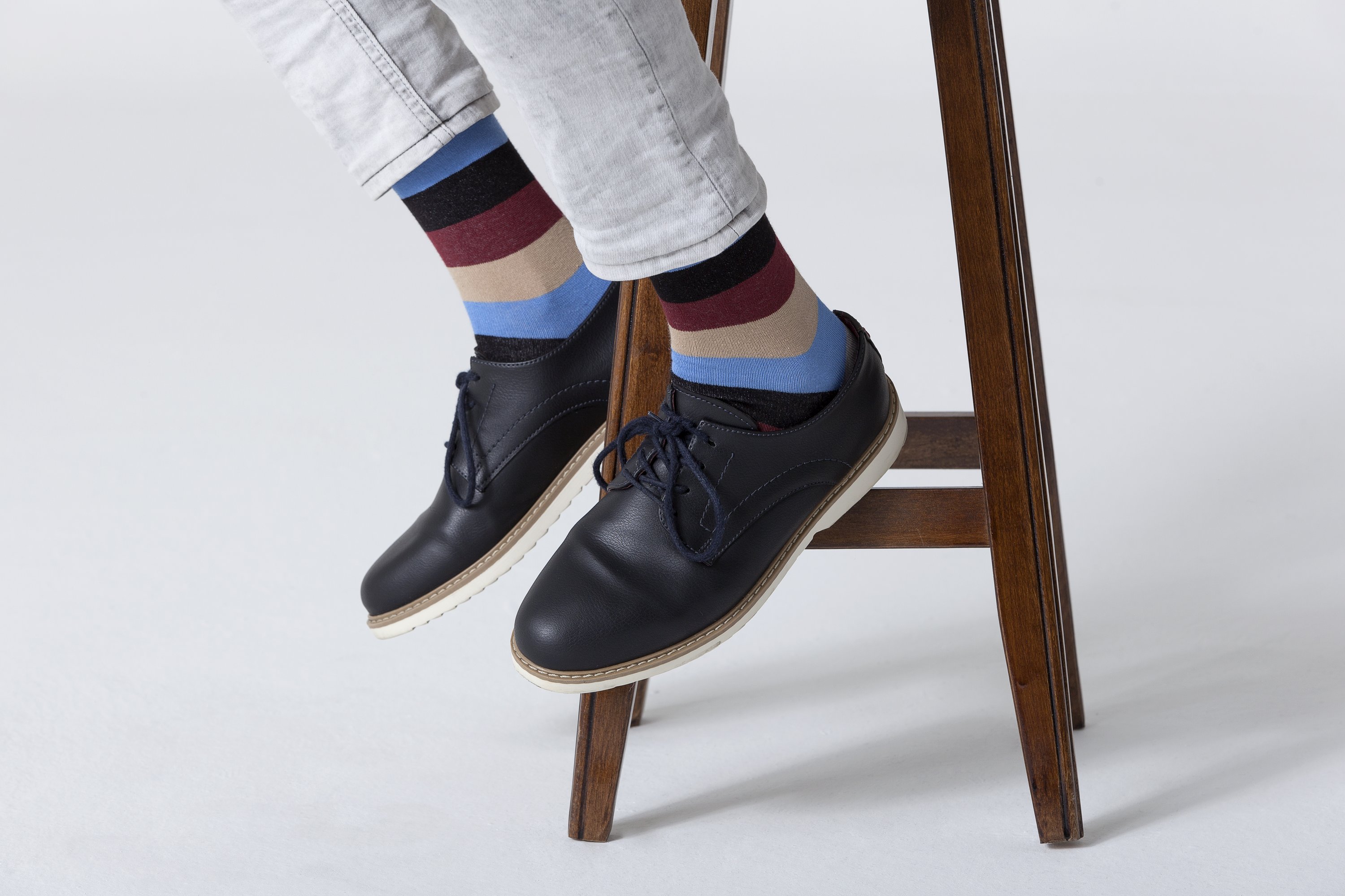 Men's Beige Stone Stripe Socks featuring a trendy design made from soft Turkish cotton.
