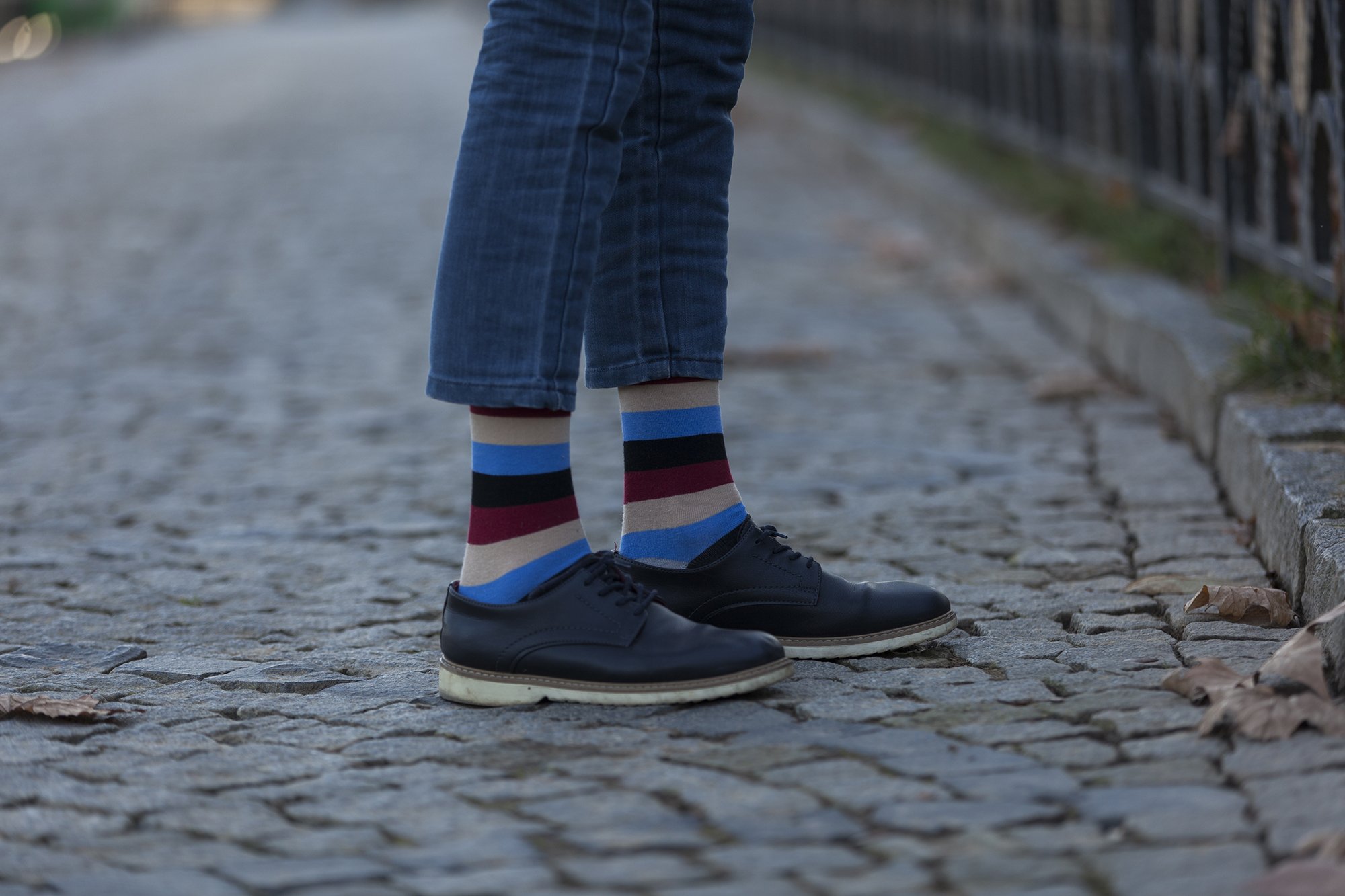 Men's Beige Stone Stripe Socks featuring a trendy design made from soft Turkish cotton.