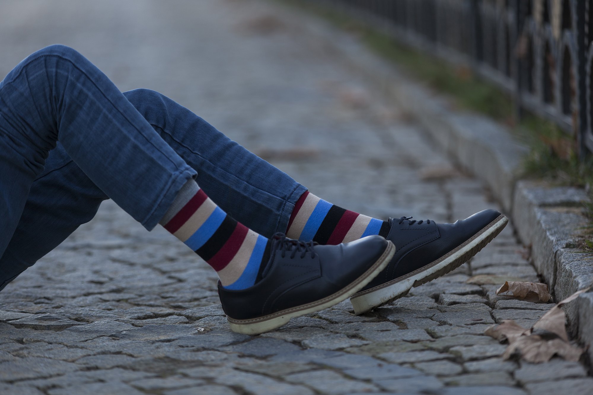 Men's Beige Stone Stripe Socks featuring a trendy design made from soft Turkish cotton.