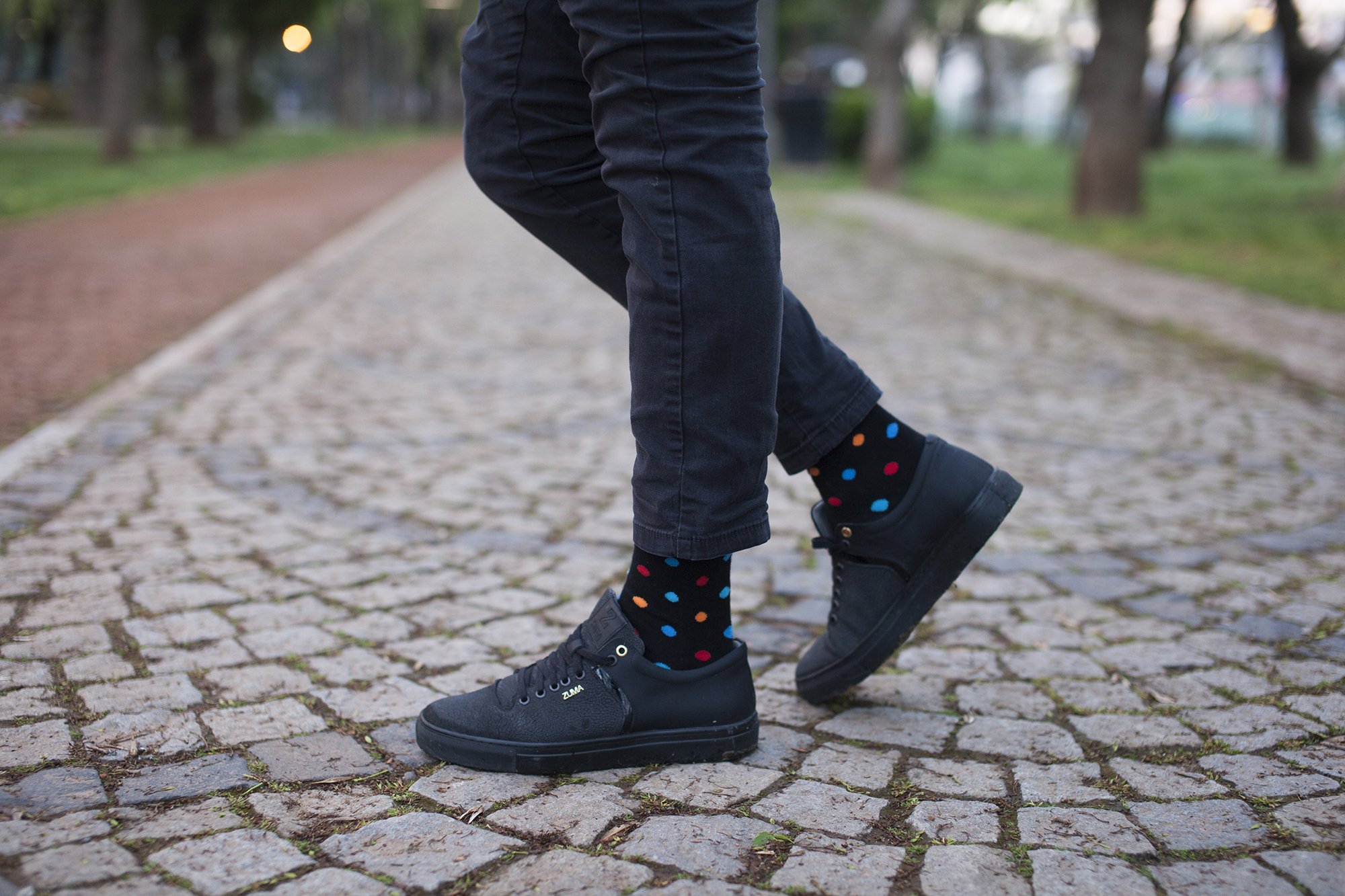 Men's Black Sky Dot Socks featuring a trendy design made from soft Turkish cotton.