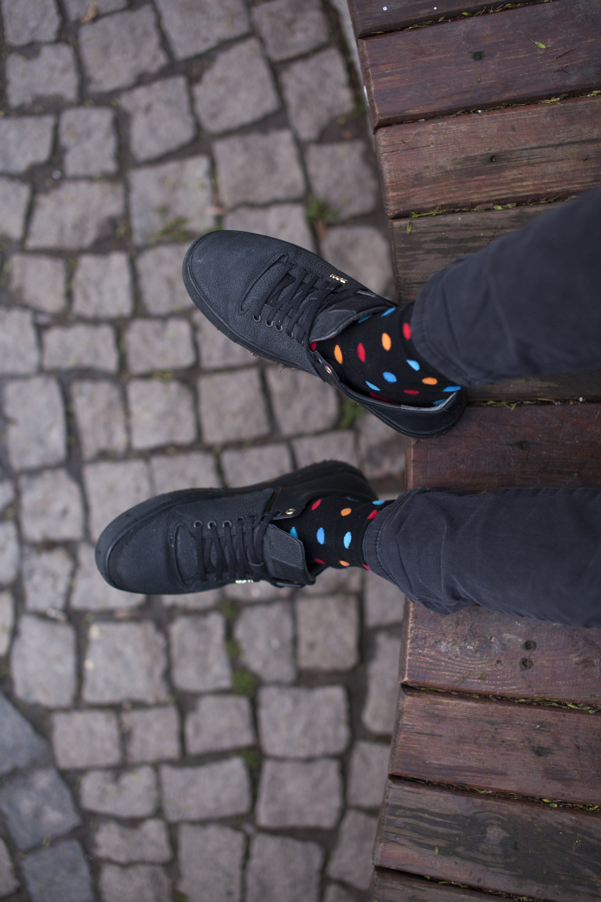 Men's Black Sky Dot Socks featuring a trendy design made from soft Turkish cotton.