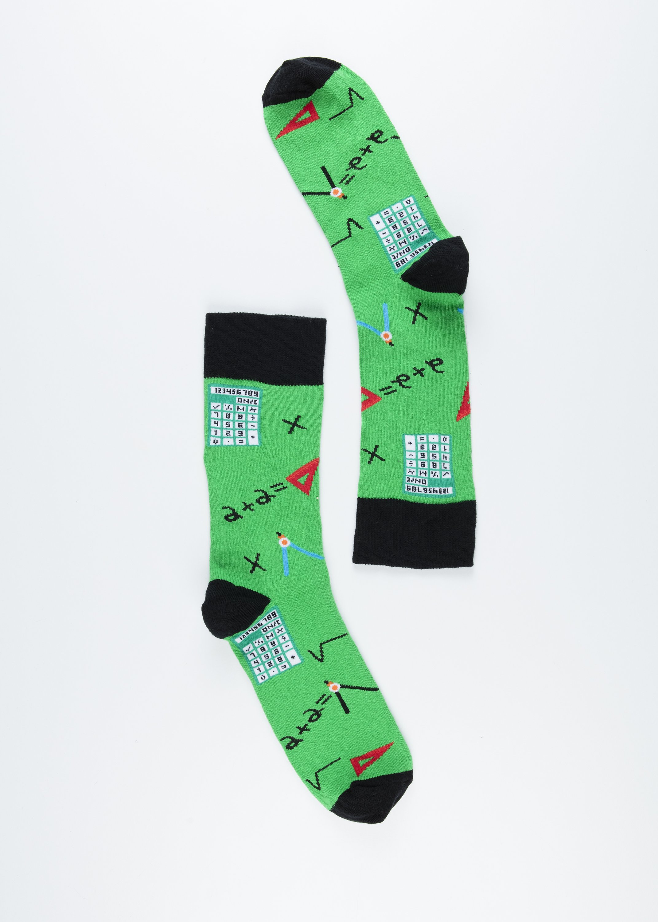 Men's Calculator Socks featuring colorful designs and soft cotton material, perfect for adding a fun touch to any outfit.