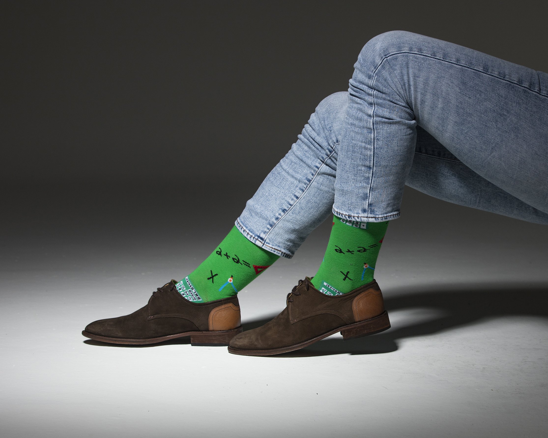 Men's Calculator Socks featuring colorful designs and soft cotton material, perfect for adding a fun touch to any outfit.