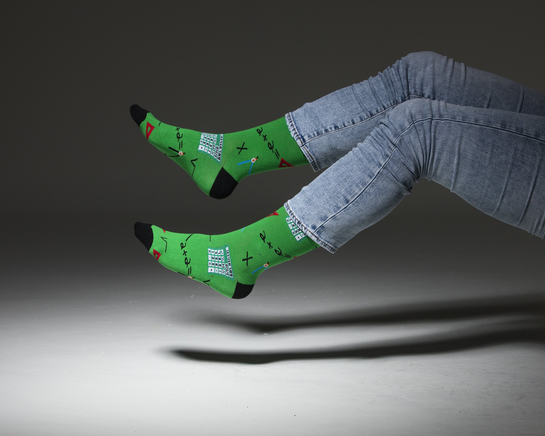Men's Calculator Socks featuring colorful designs and soft cotton material, perfect for adding a fun touch to any outfit.