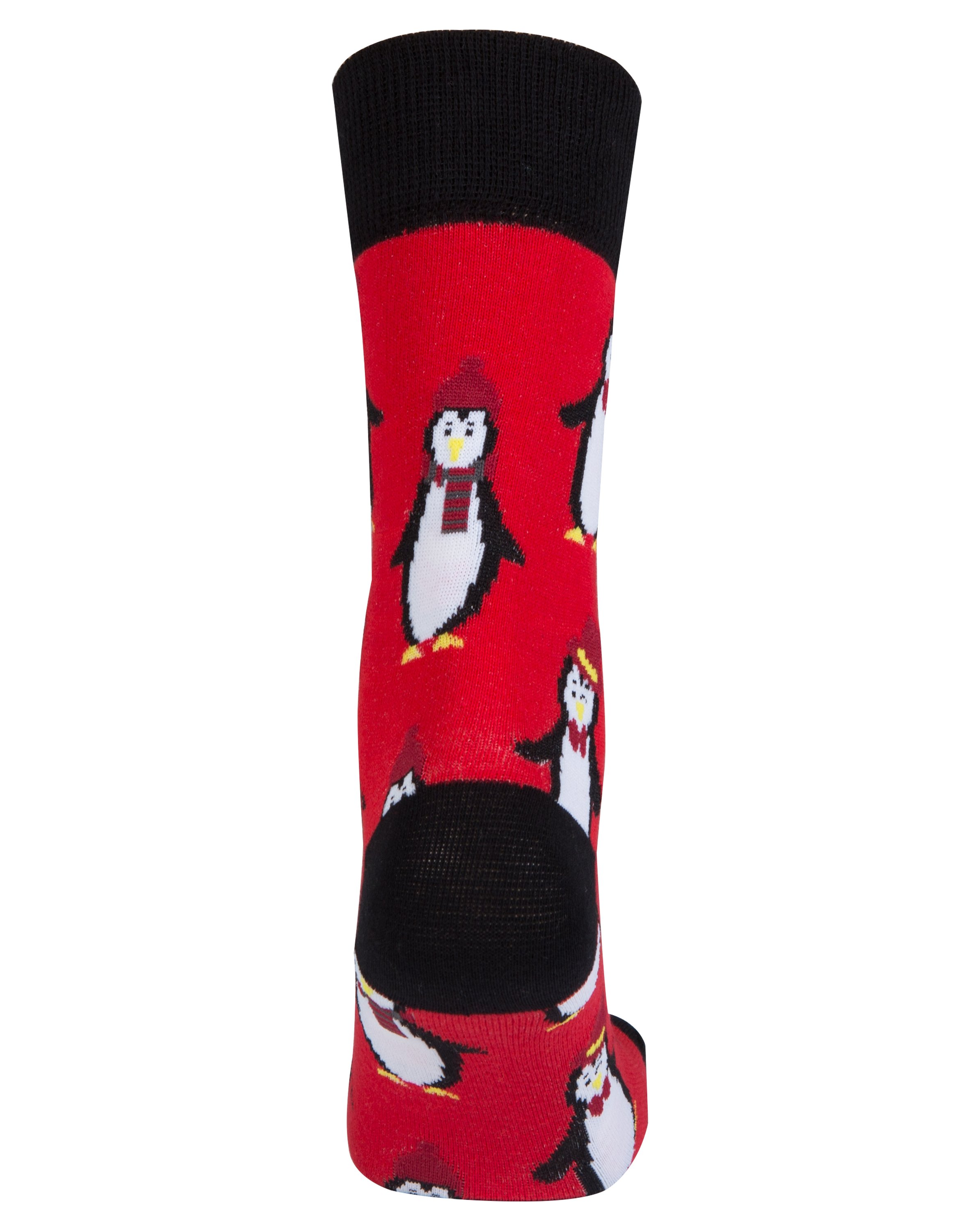 Men's Christmas socks featuring a playful penguin design, made from soft combed cotton.