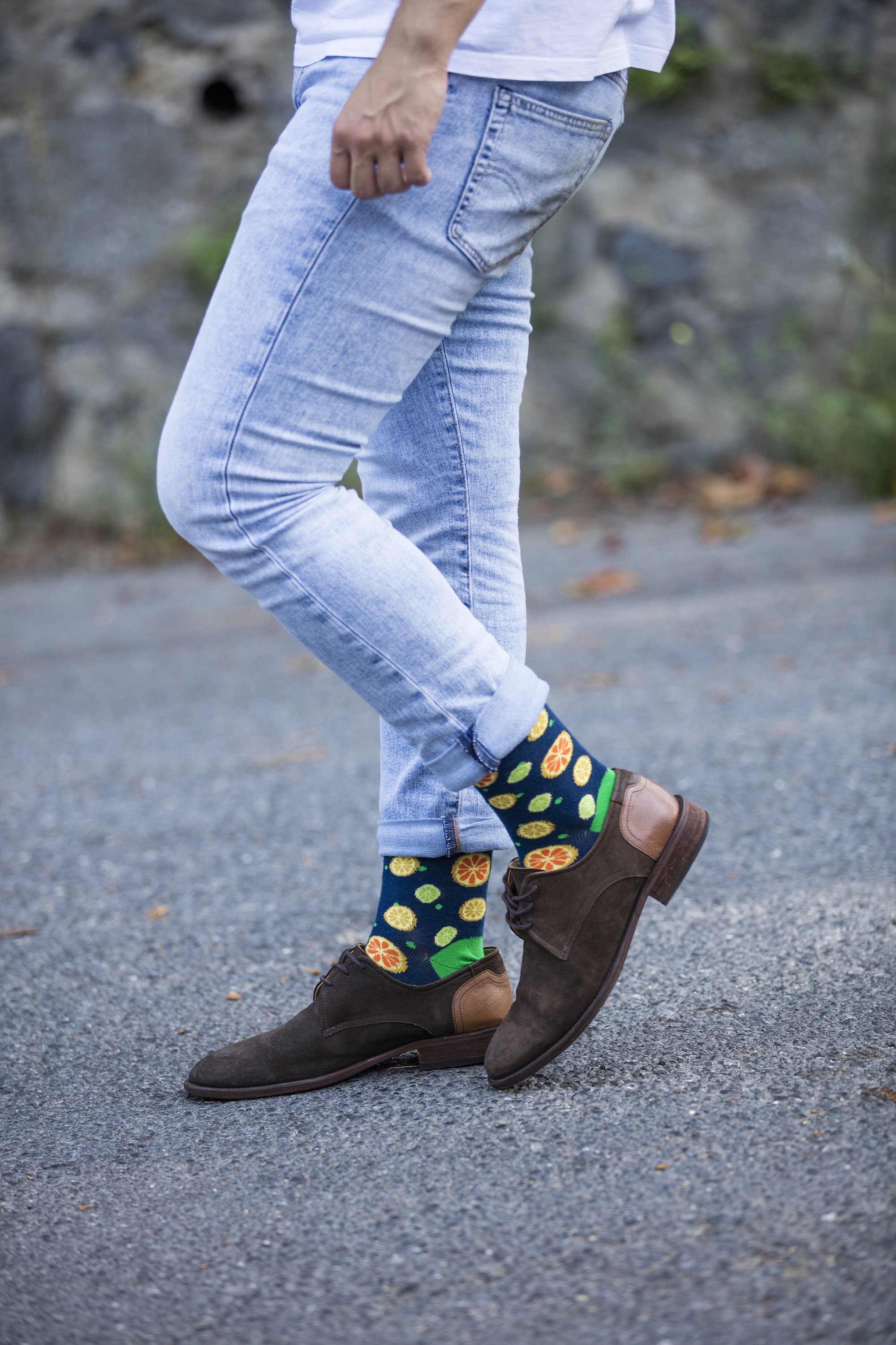 Men's Citrus Socks featuring colorful designs and soft cotton material, perfect for adding style to any outfit.