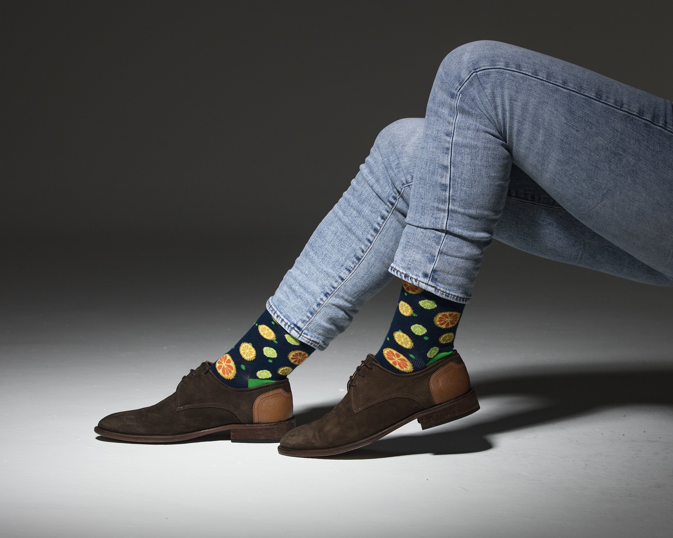 Men's Citrus Socks featuring colorful designs and soft cotton material, perfect for adding style to any outfit.