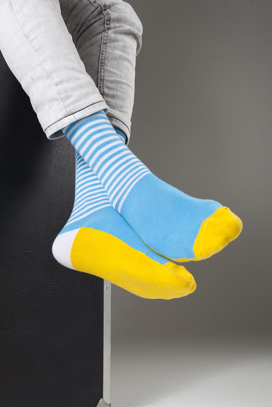 Men's Classic Stripes Socks featuring colorful designs and premium cotton material for comfort and style.