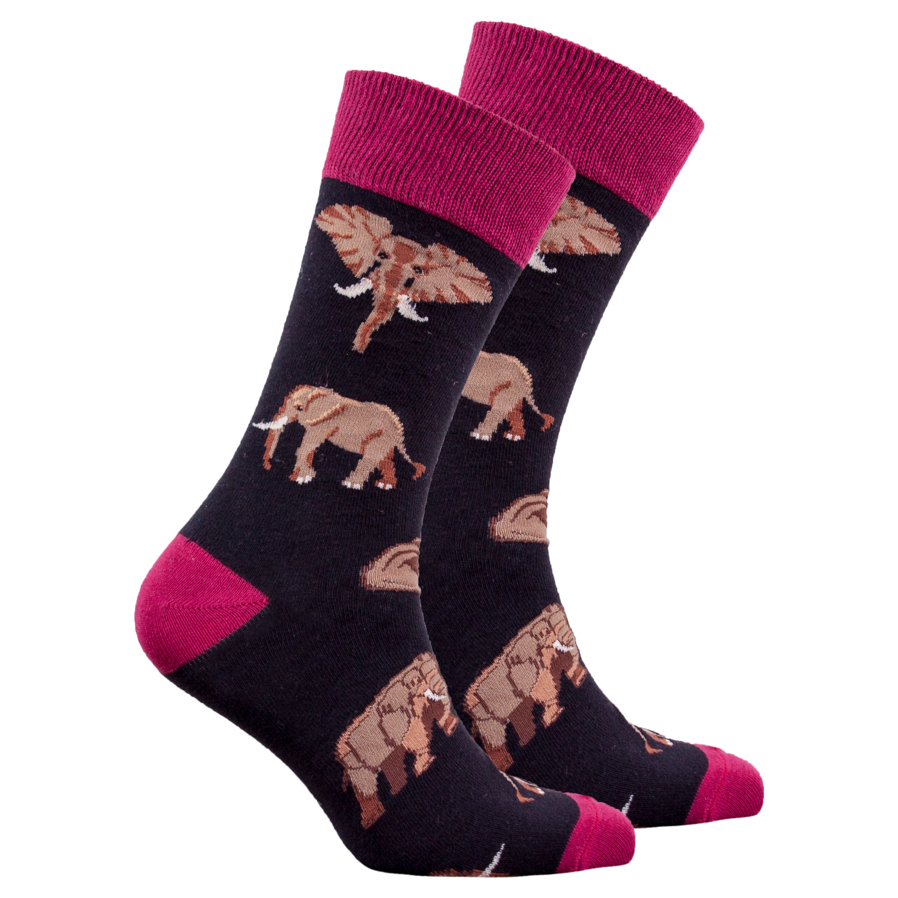 Men's Elephant Socks featuring colorful elephant designs, made from soft Turkish cotton for comfort and style.
