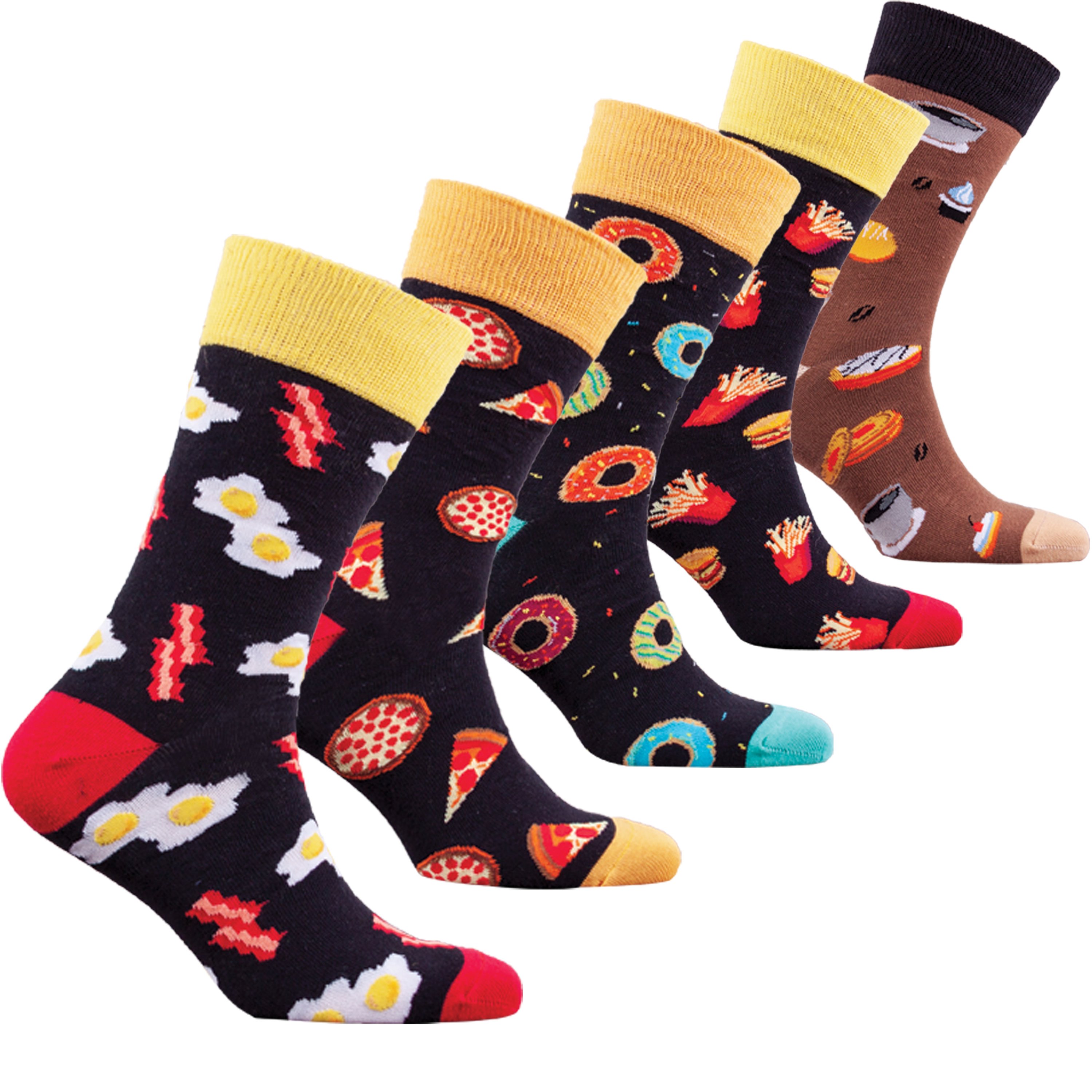 Men's Fast Food Socks featuring colorful designs and patterns, made from soft Turkish cotton for comfort and style.