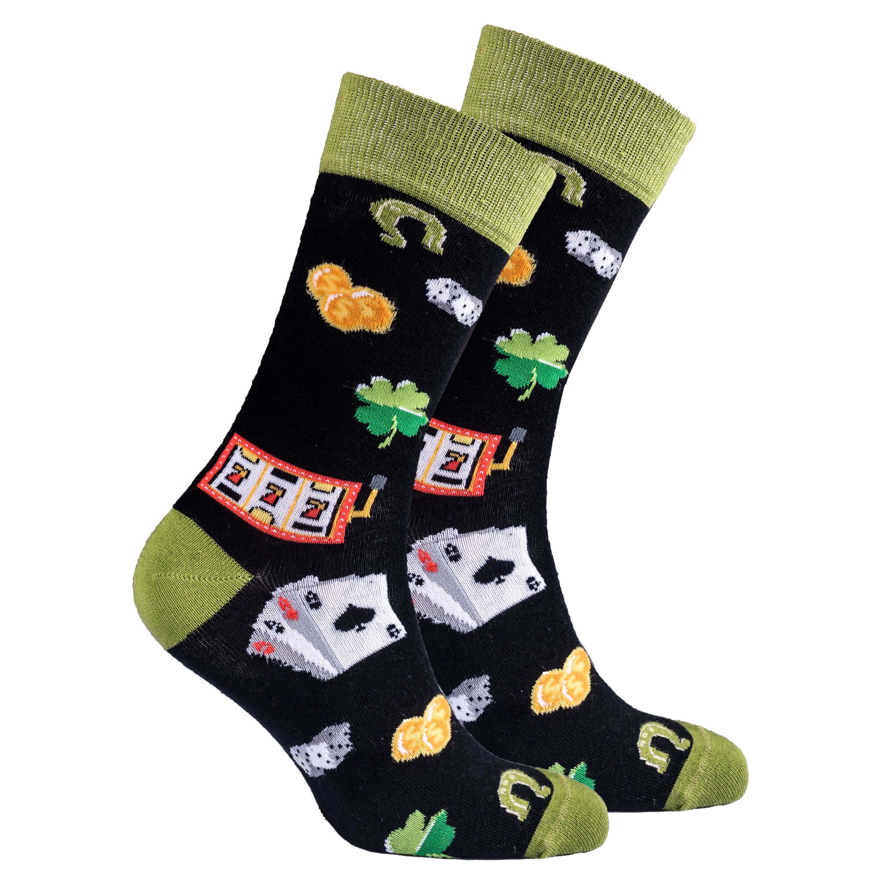 Men's Gambling Socks featuring vibrant colors and trendy patterns, made from soft Turkish cotton for comfort and style.