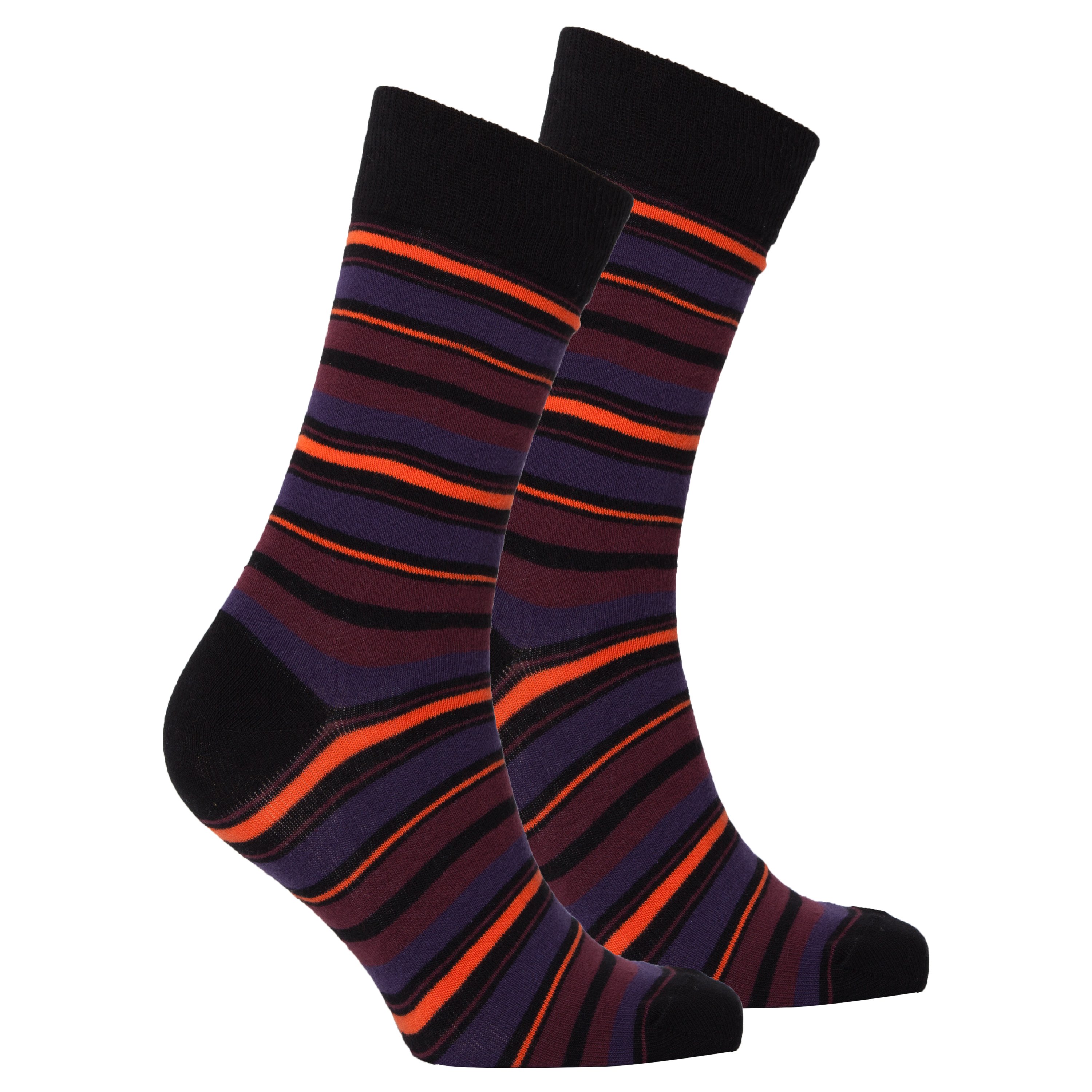 Men's Garnet Stripe Socks featuring vibrant colors and trendy patterns, perfect for adding style to any outfit.