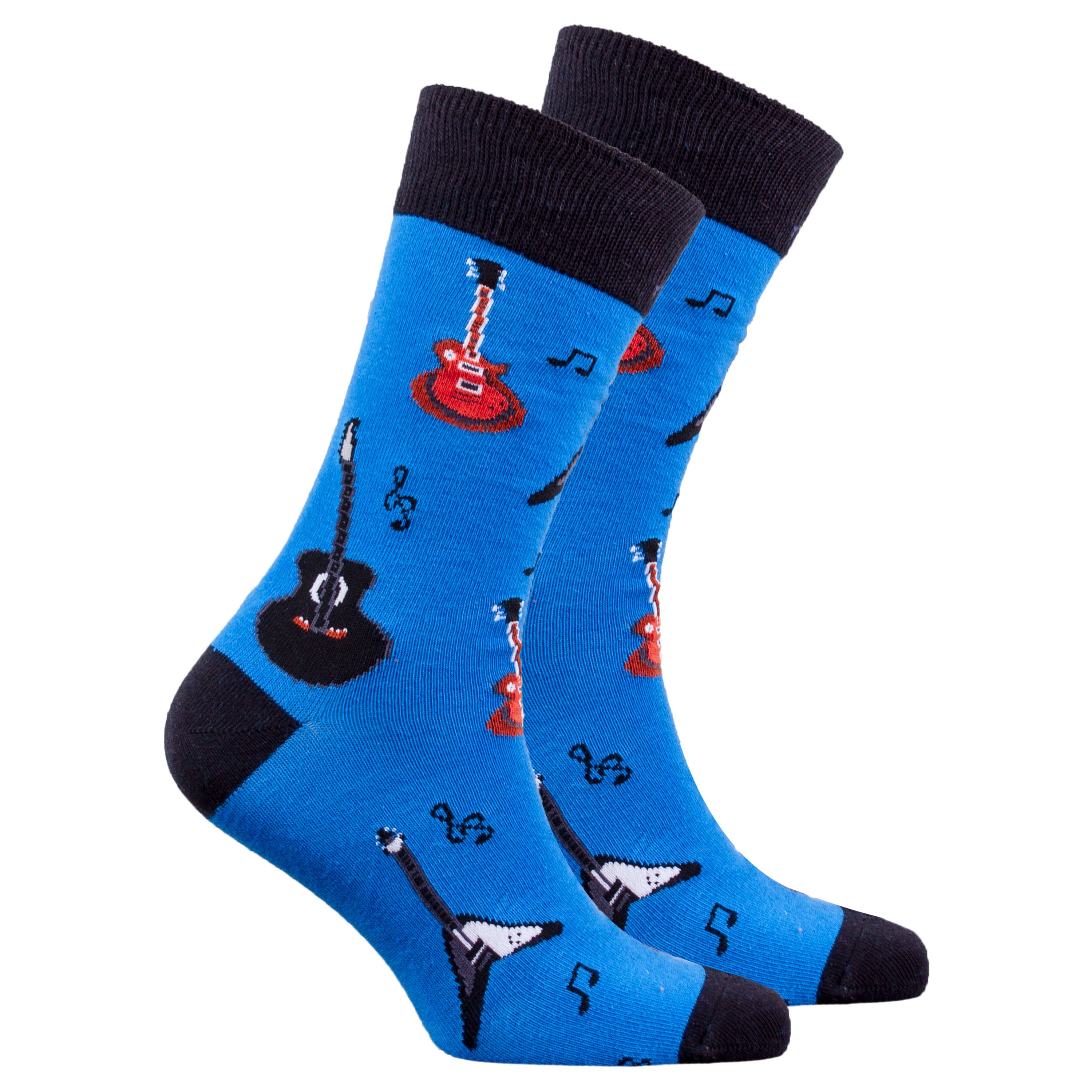 Men's Guitars Socks featuring colorful guitar designs, made from soft Turkish cotton for comfort and style.