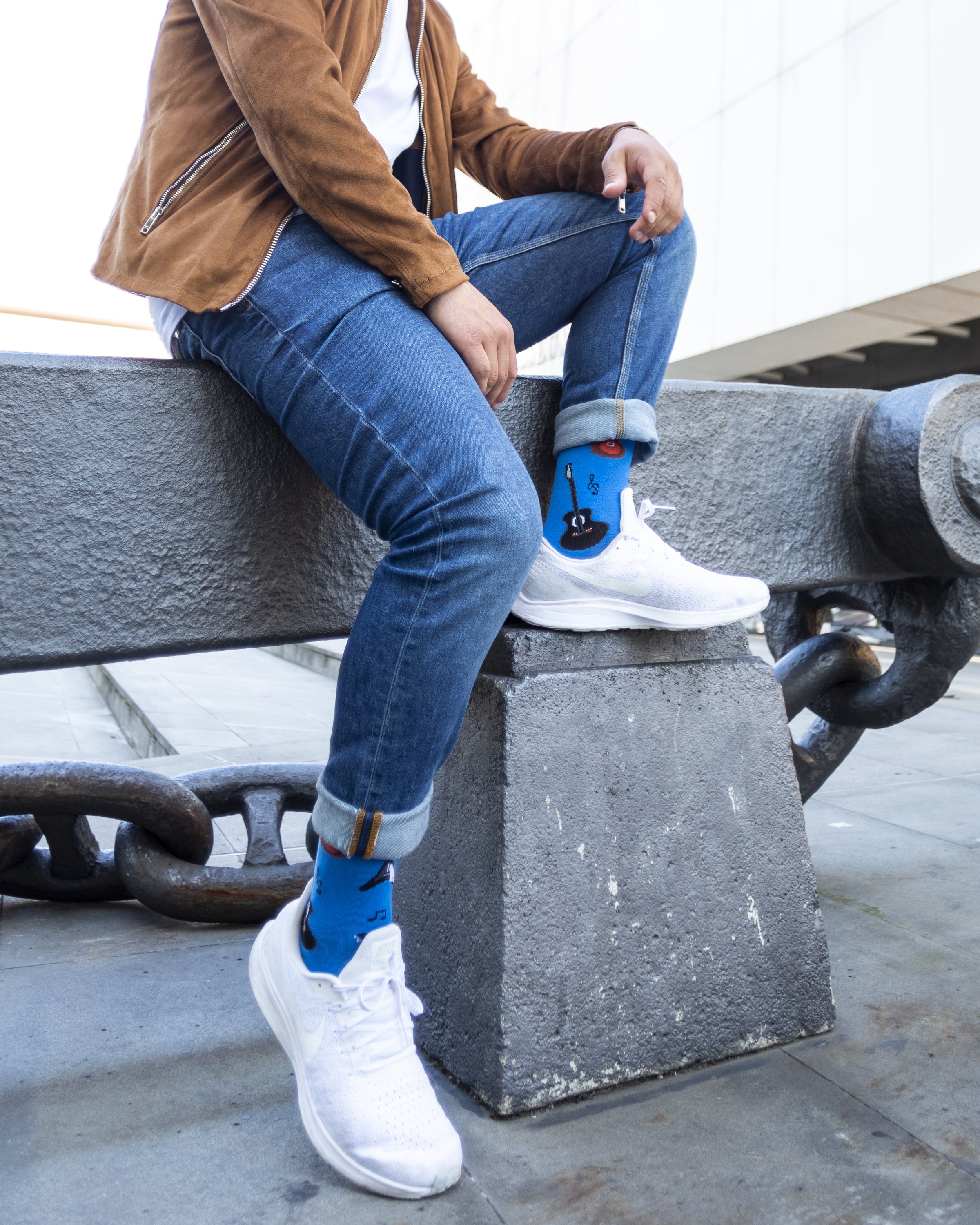 Men's Guitars Socks featuring colorful guitar designs, made from soft Turkish cotton for comfort and style.