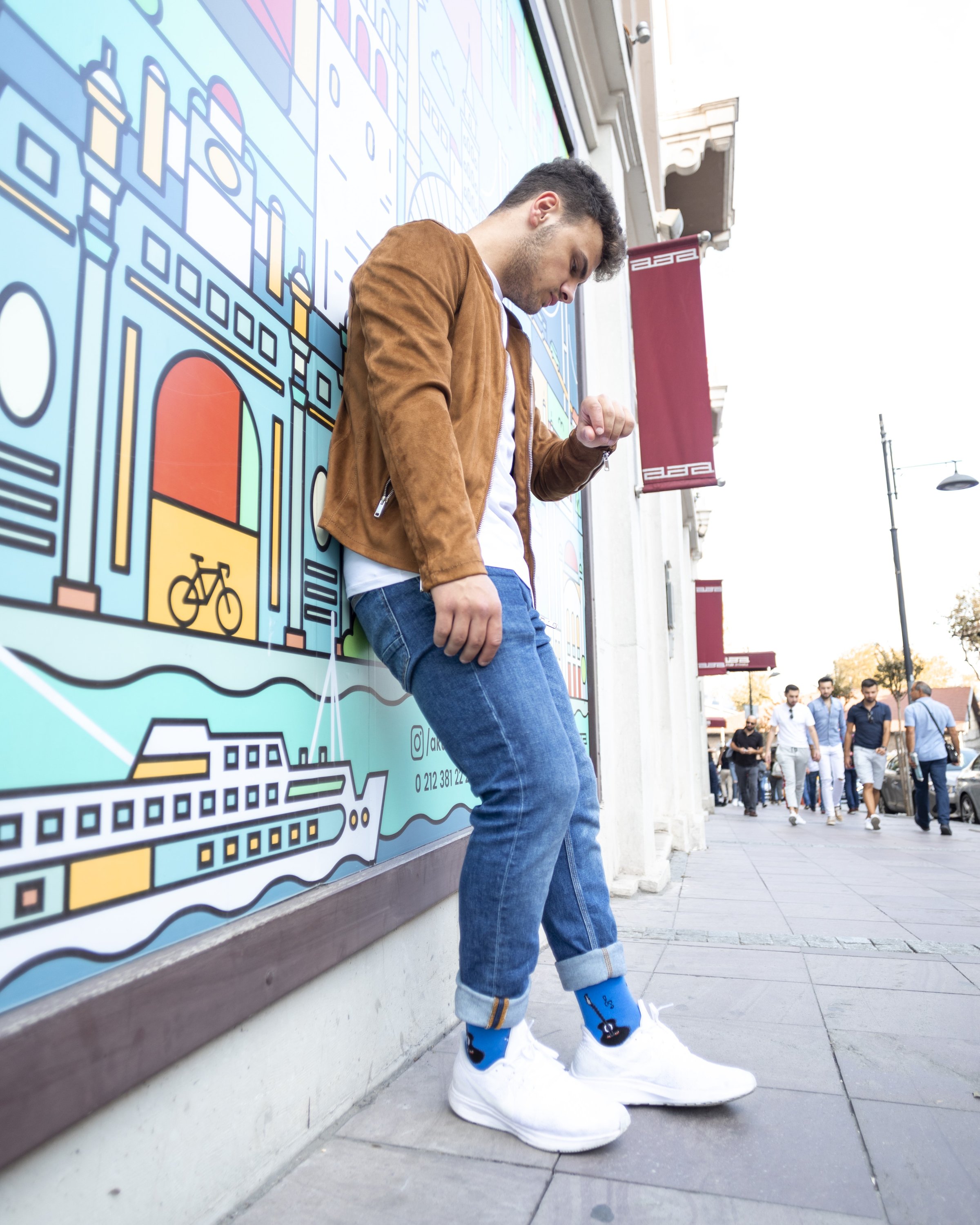 Men's Guitars Socks featuring colorful guitar designs, made from soft Turkish cotton for comfort and style.