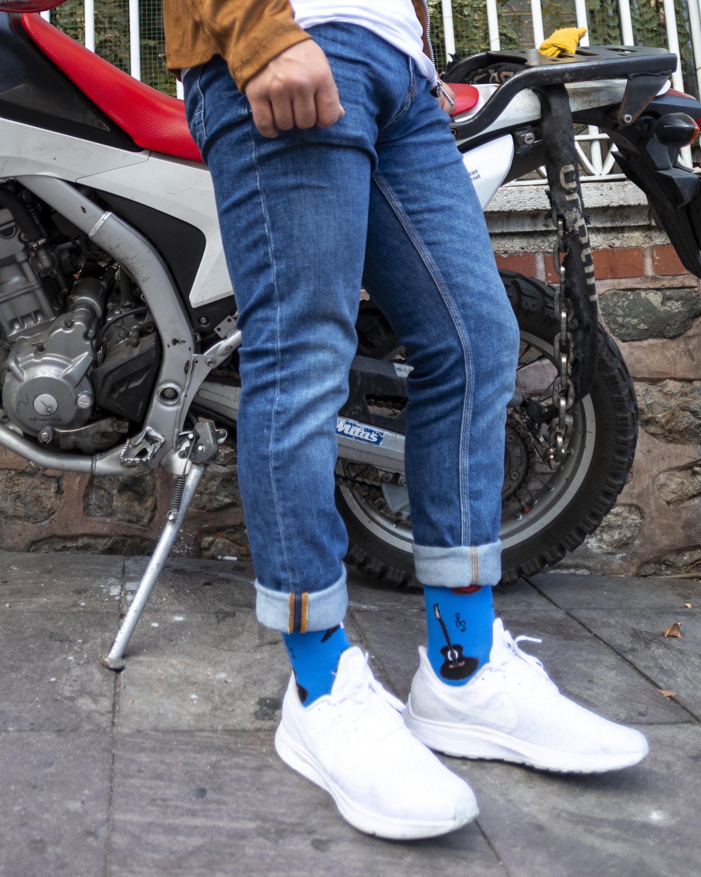 Men's Guitars Socks featuring colorful guitar designs, made from soft Turkish cotton for comfort and style.